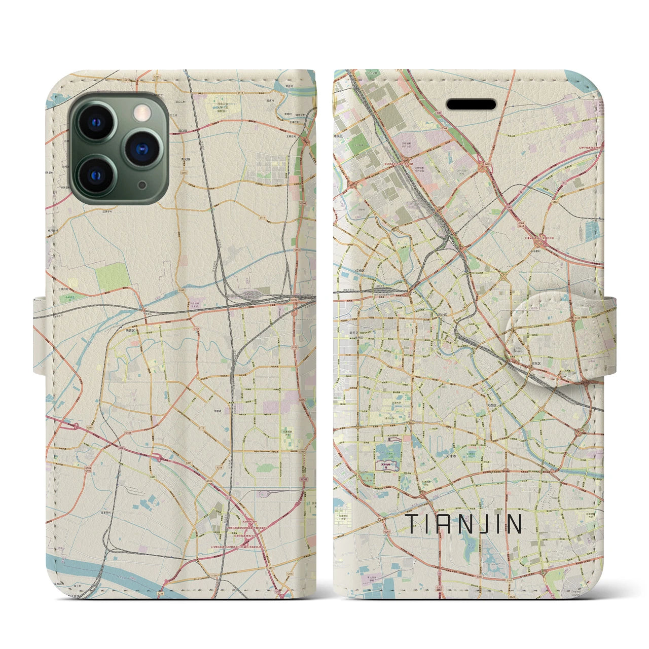 【天津(中華人民共和国)】地図柄iPhoneケース(手帳タイプ)ナチュラル・iPhone 11 Pro 用
