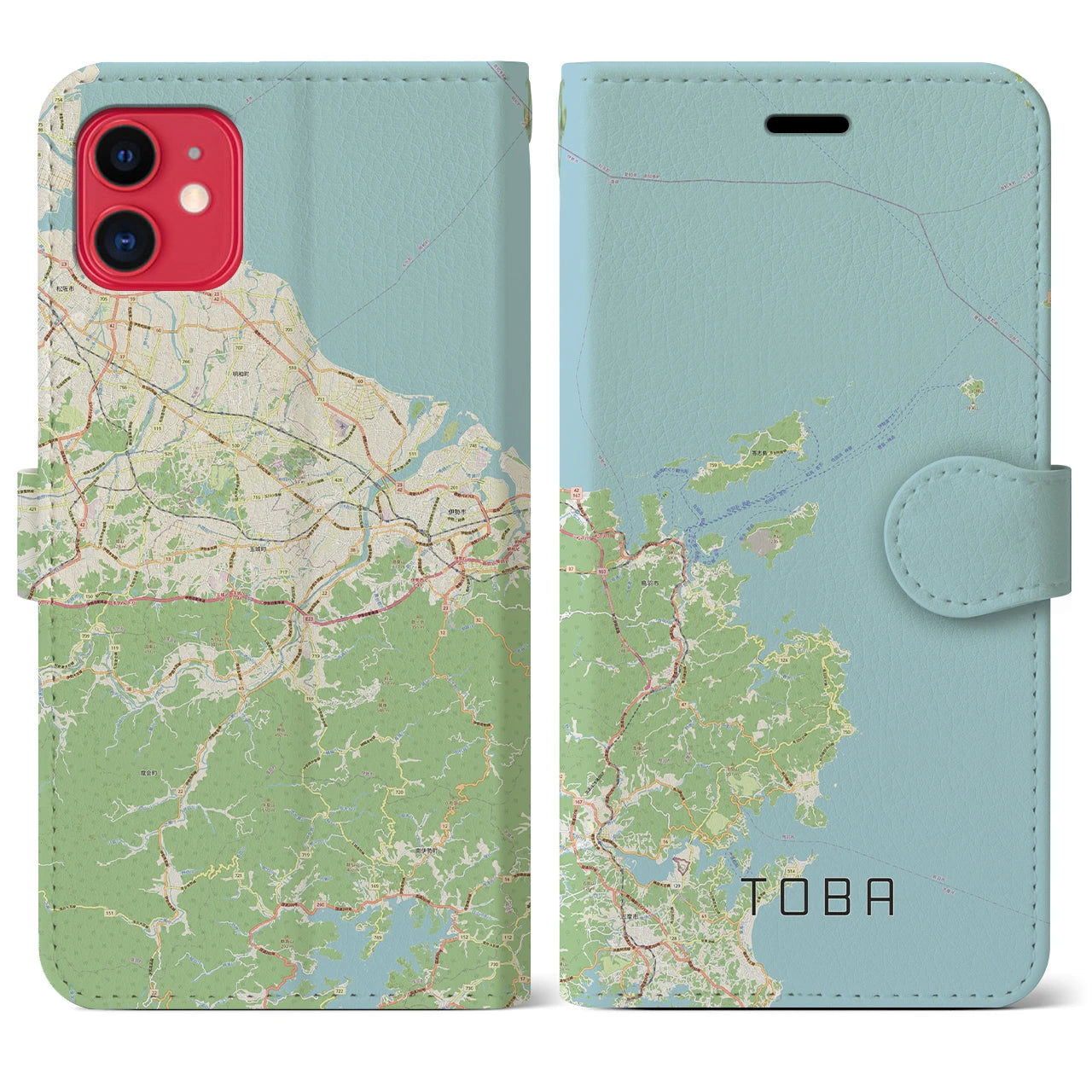【鳥羽(三重県)】地図柄iPhoneケース(手帳タイプ)ナチュラル・iPhone 11 用