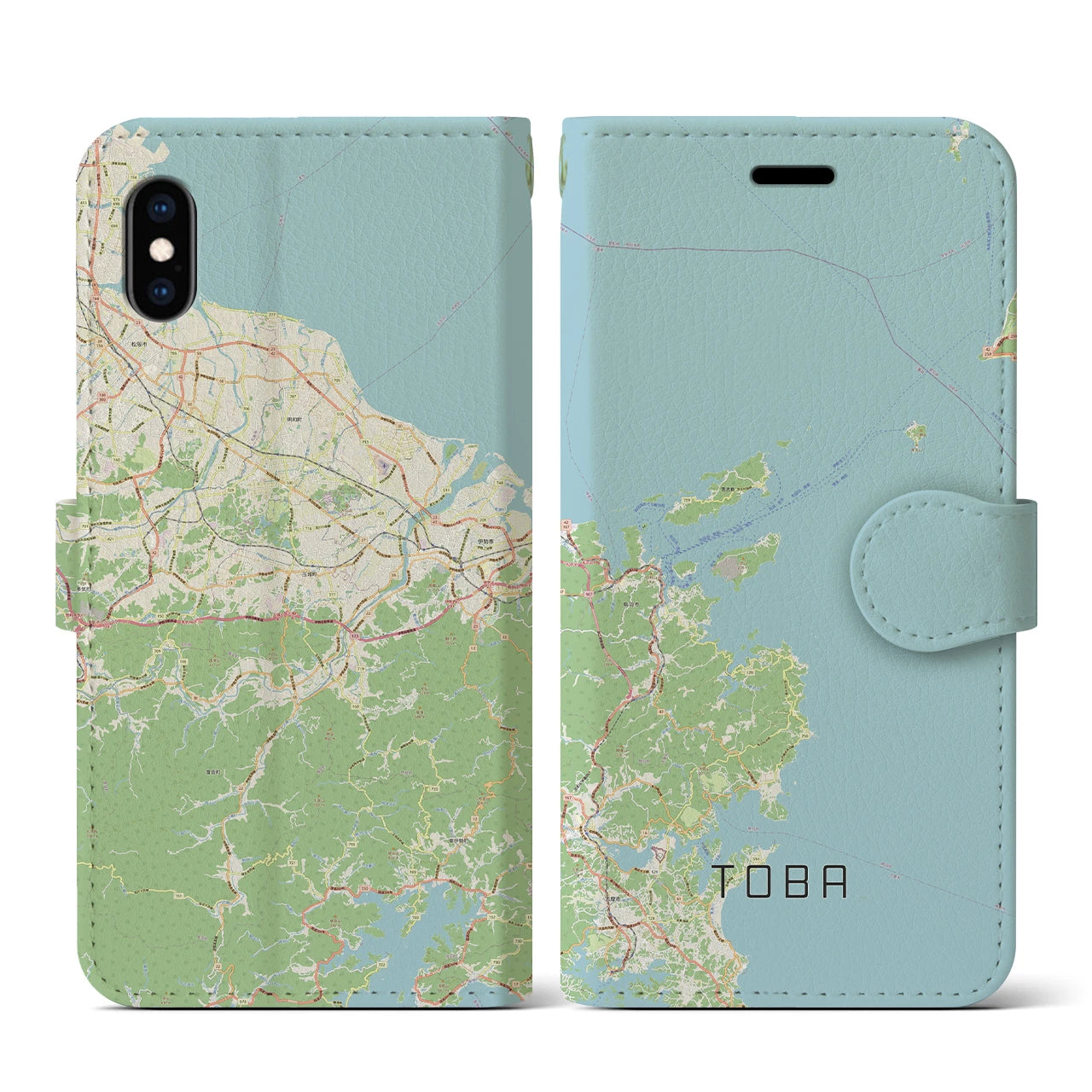【鳥羽(三重県)】地図柄iPhoneケース(手帳タイプ)ナチュラル・iPhone XS / X 用