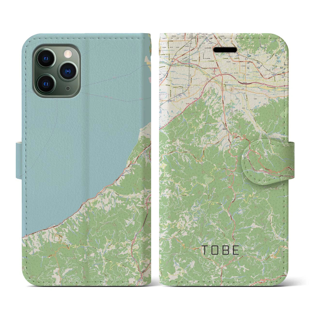 【砥部(愛媛県)】地図柄iPhoneケース(手帳タイプ)ナチュラル・iPhone 11 Pro 用