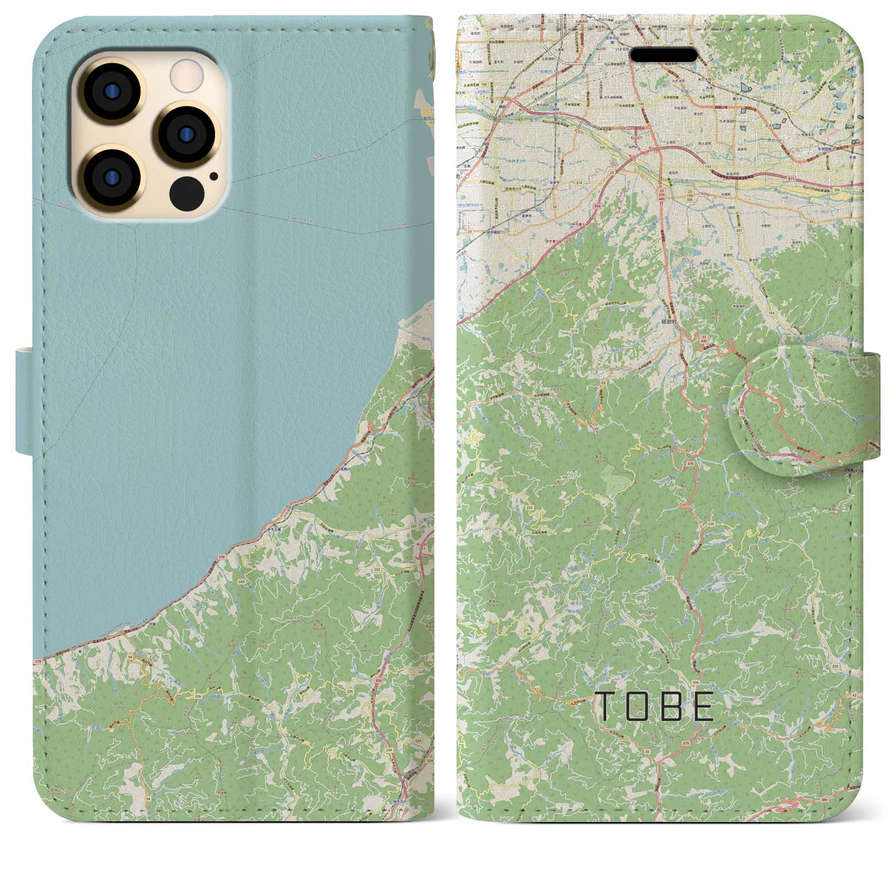 【砥部(愛媛県)】地図柄iPhoneケース(手帳タイプ)ナチュラル・iPhone 12 Pro Max 用