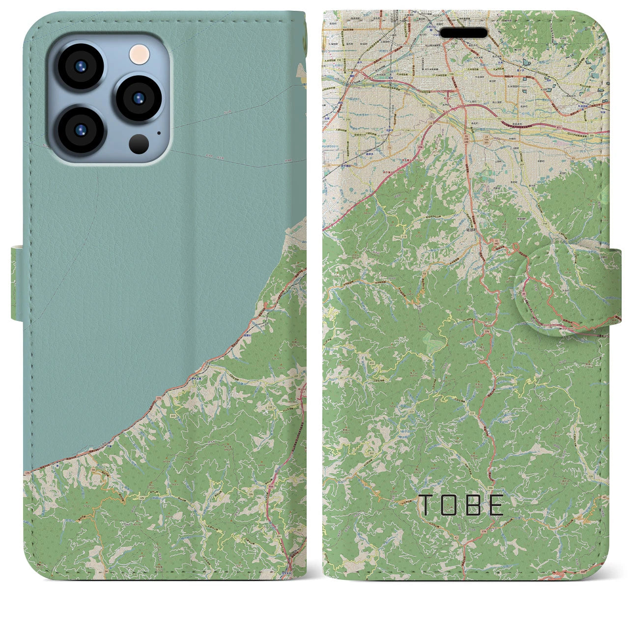 【砥部(愛媛県)】地図柄iPhoneケース(手帳タイプ)ナチュラル・iPhone 13 Pro Max 用