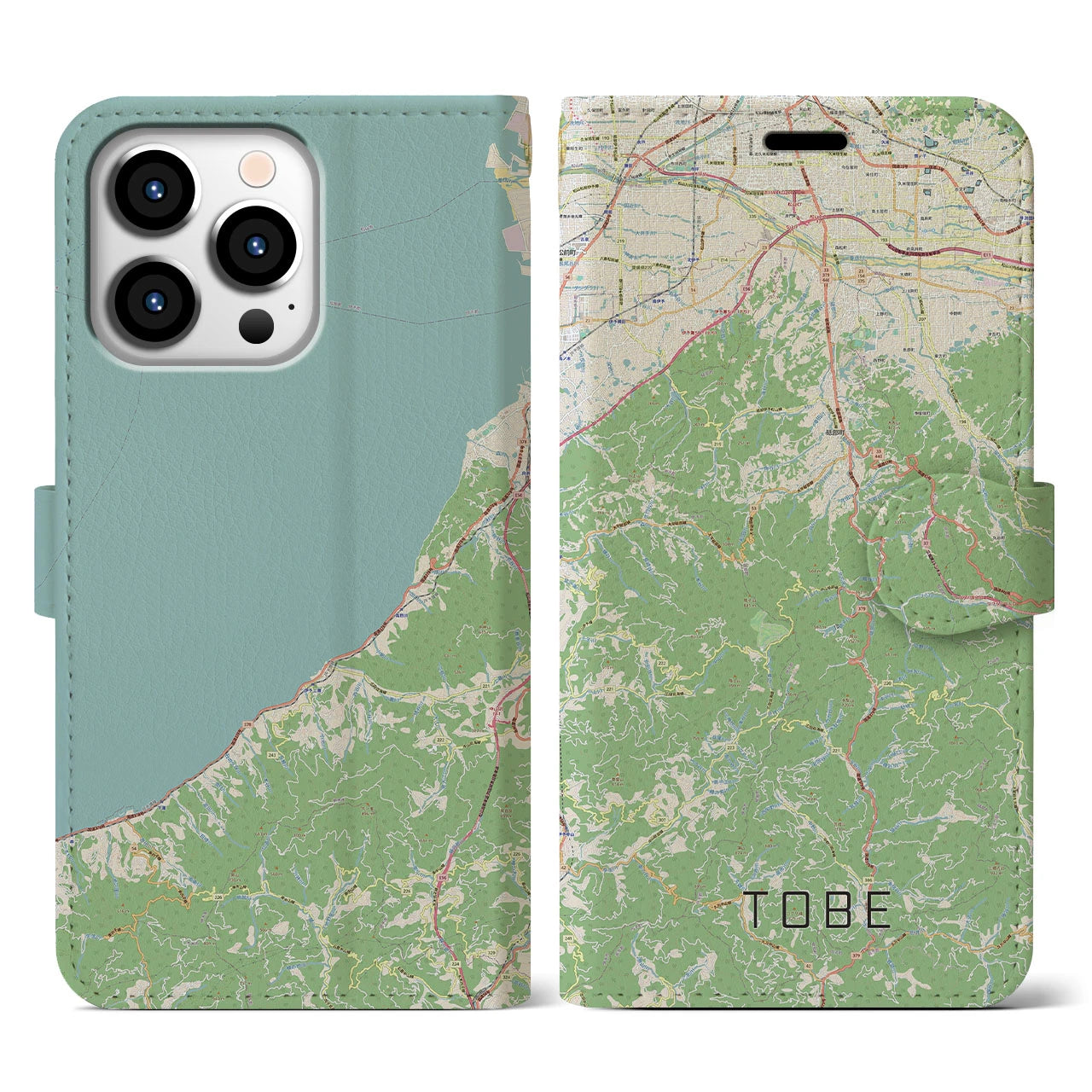 【砥部(愛媛県)】地図柄iPhoneケース(手帳タイプ)ナチュラル・iPhone 13 Pro 用