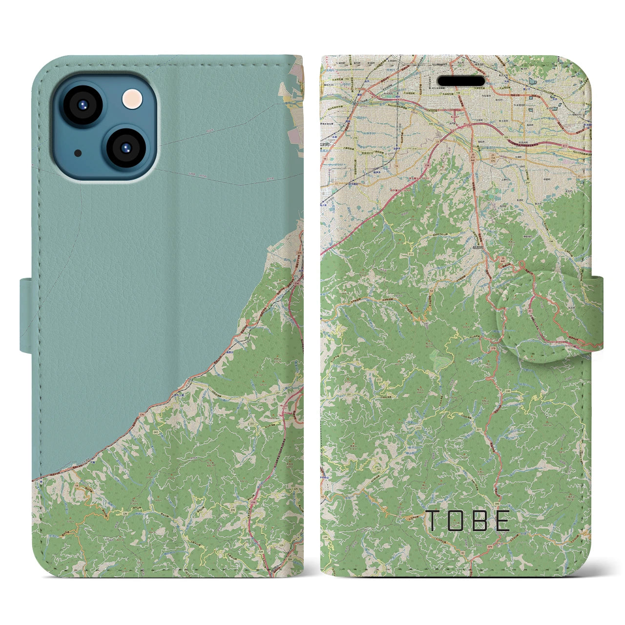 【砥部(愛媛県)】地図柄iPhoneケース(手帳タイプ)ナチュラル・iPhone 13 用