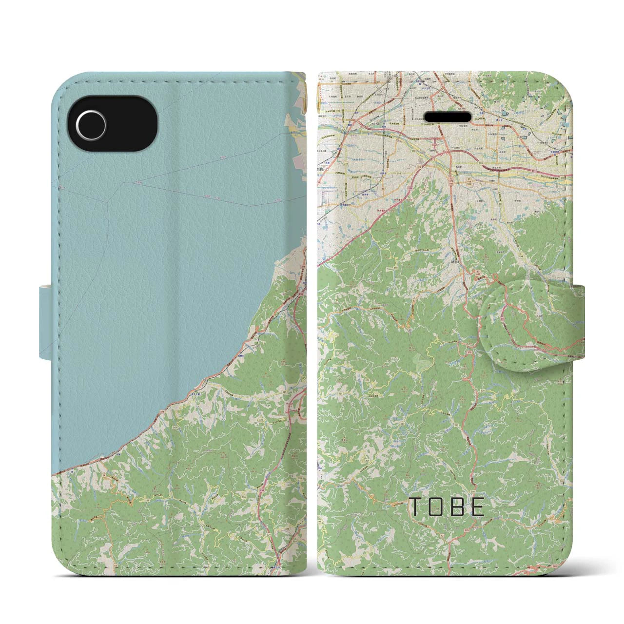 【砥部(愛媛県)】地図柄iPhoneケース(手帳タイプ)ナチュラル・iPhone SE(第3 / 第2世代) / 8 / 7 / 6s / 6 用