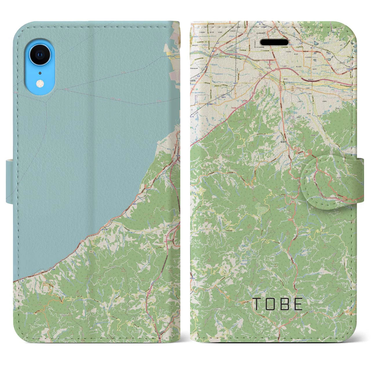 【砥部(愛媛県)】地図柄iPhoneケース(手帳タイプ)ナチュラル・iPhone XR 用