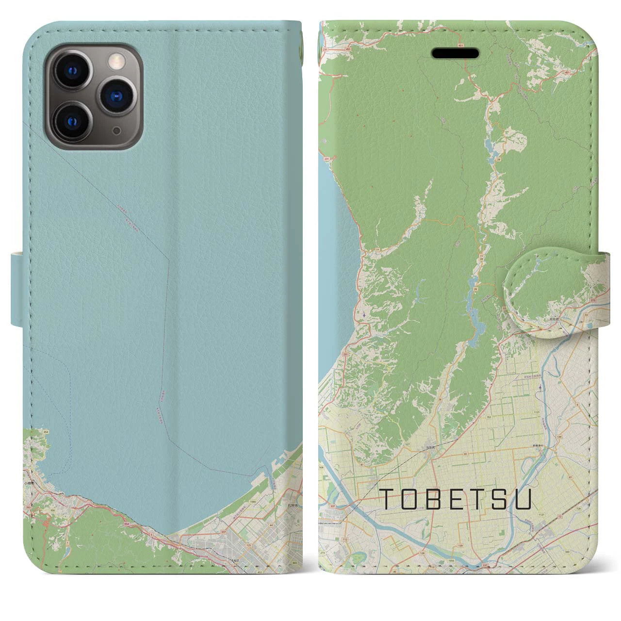 【当別(北海道)】地図柄iPhoneケース(手帳タイプ)ナチュラル・iPhone 11 Pro Max 用