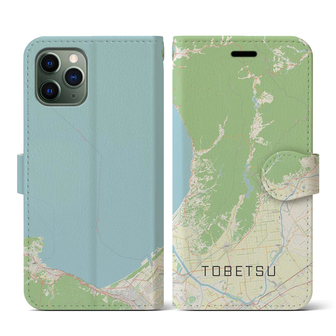 【当別(北海道)】地図柄iPhoneケース(手帳タイプ)ナチュラル・iPhone 11 Pro 用