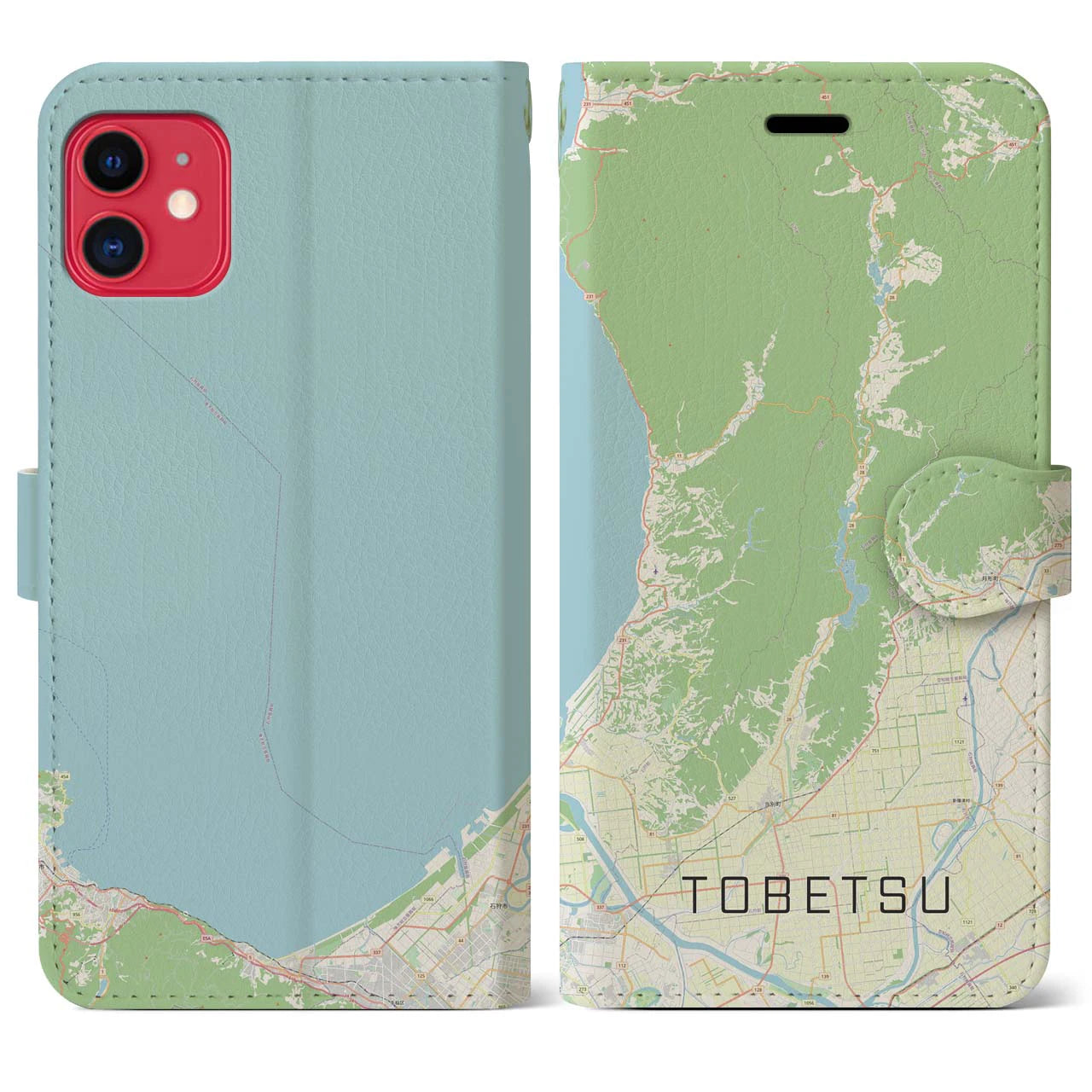 【当別(北海道)】地図柄iPhoneケース(手帳タイプ)ナチュラル・iPhone 11 用