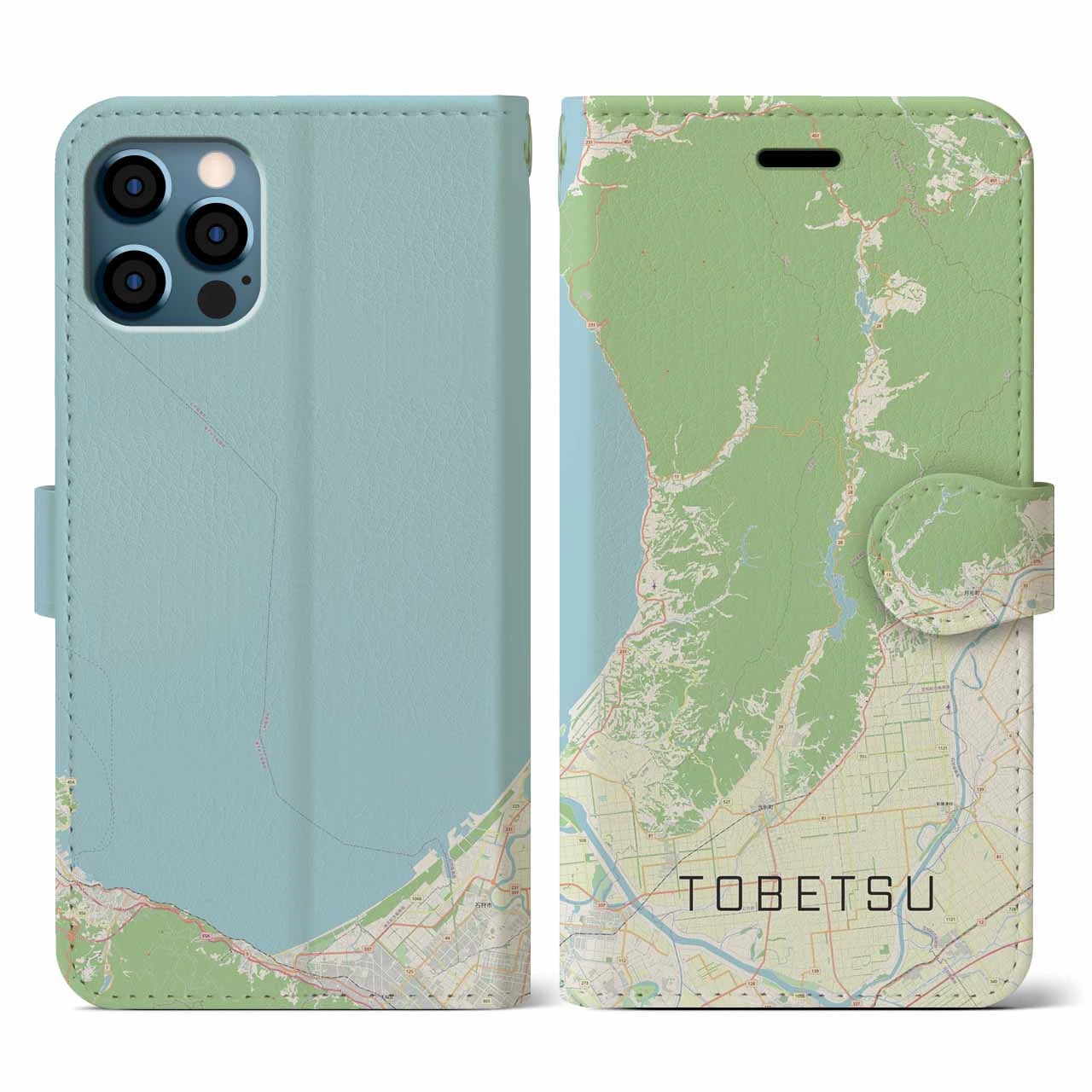 【当別(北海道)】地図柄iPhoneケース(手帳タイプ)ナチュラル・iPhone 12 / 12 Pro 用