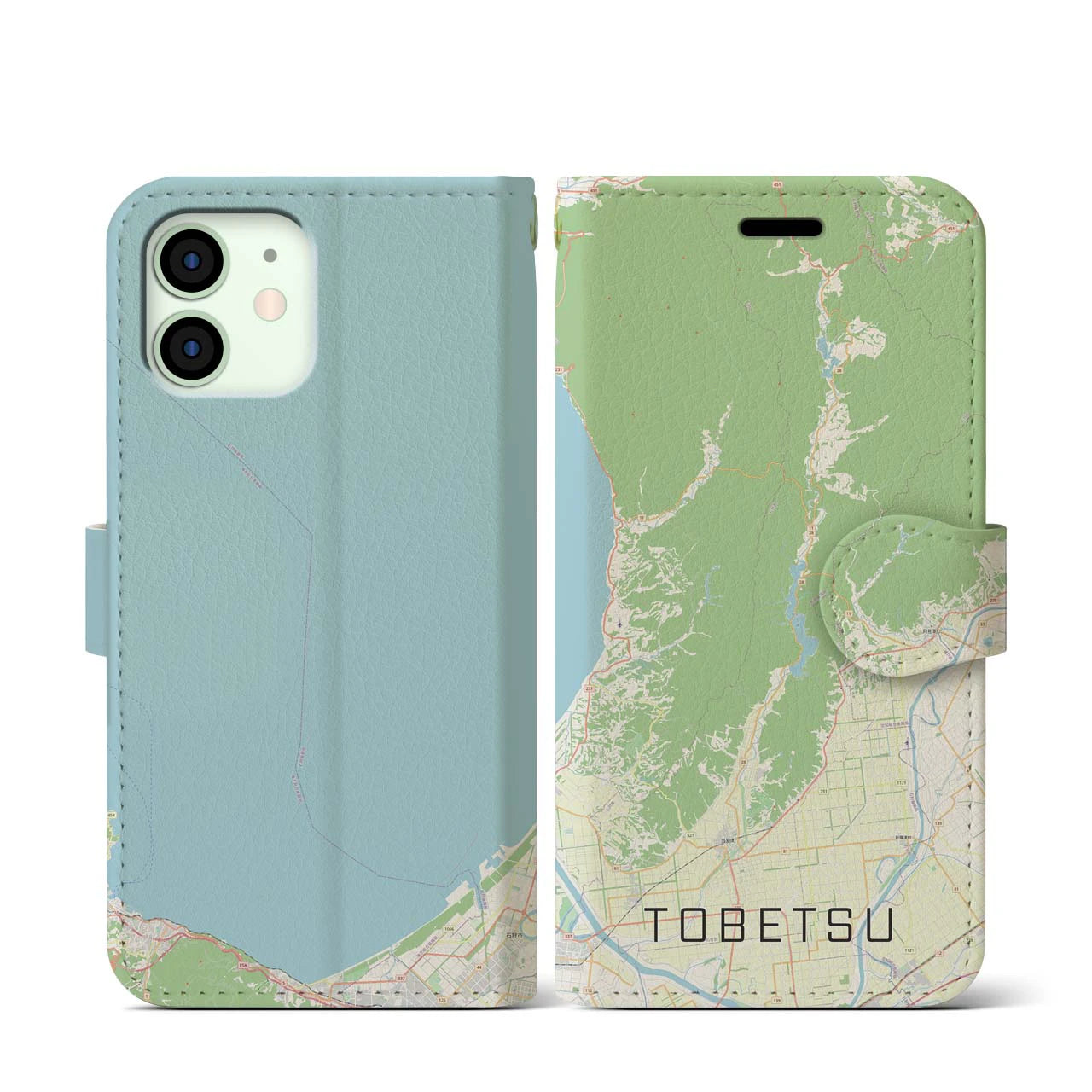 【当別(北海道)】地図柄iPhoneケース(手帳タイプ)ナチュラル・iPhone 12 mini 用