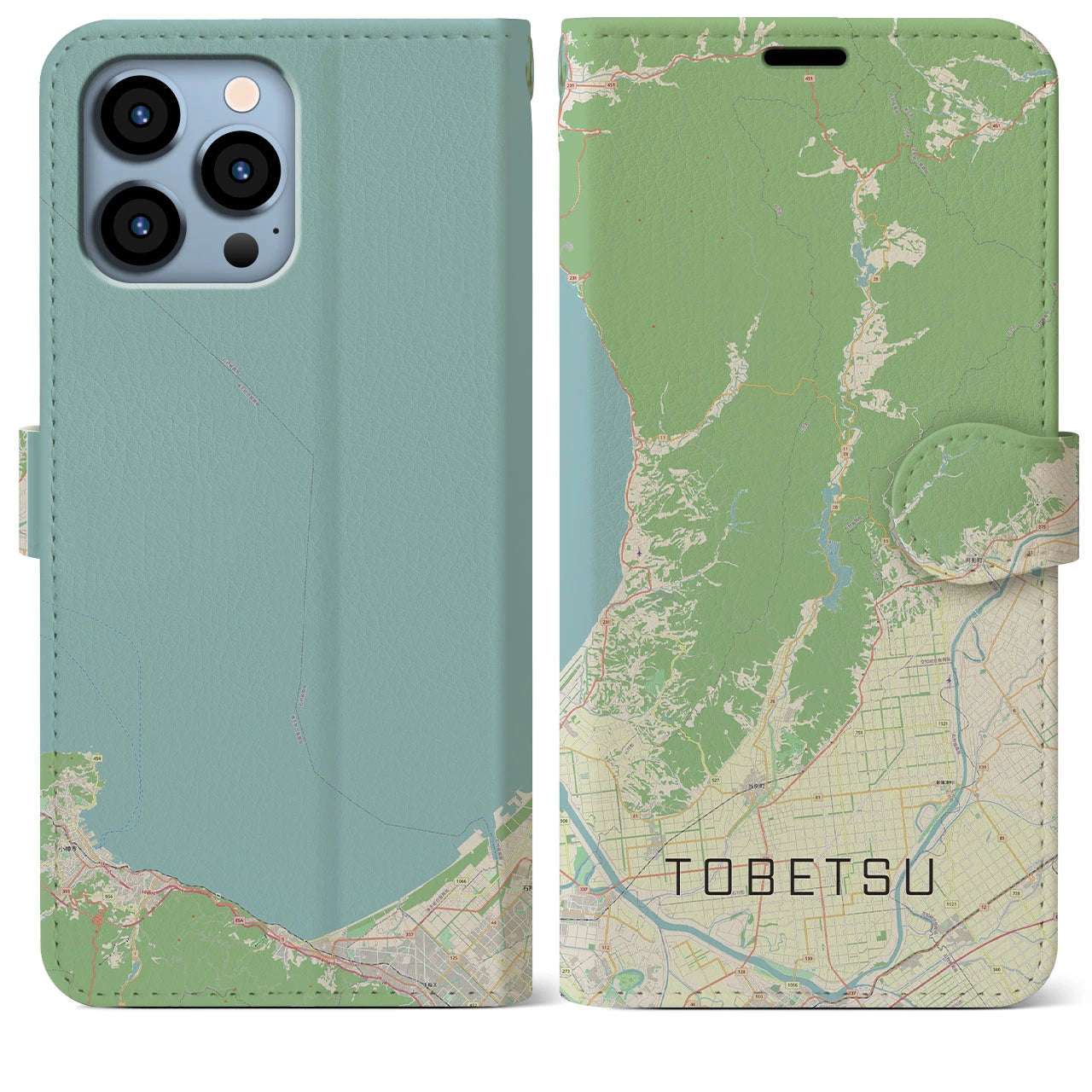 【当別(北海道)】地図柄iPhoneケース(手帳タイプ)ナチュラル・iPhone 13 Pro Max 用