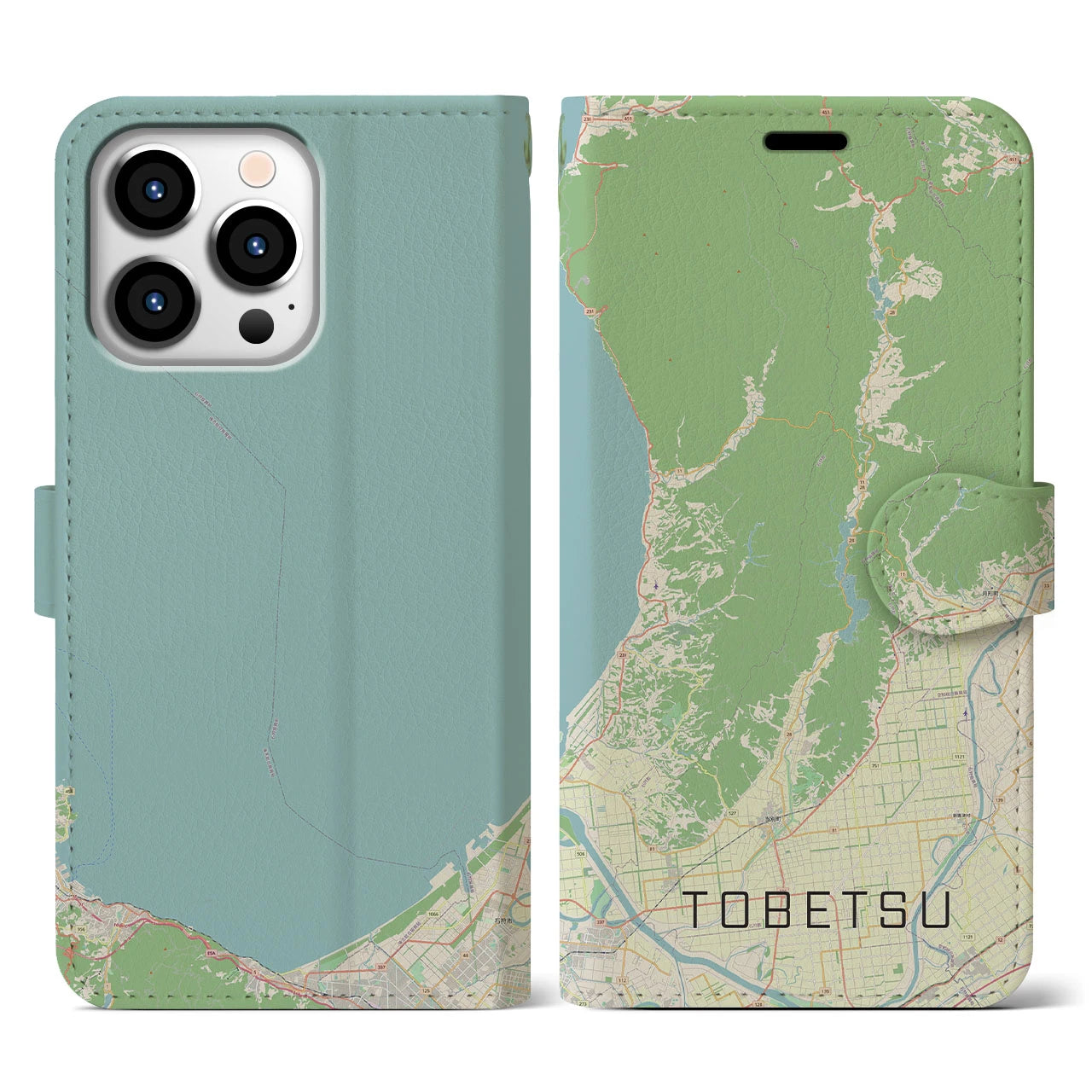 【当別(北海道)】地図柄iPhoneケース(手帳タイプ)ナチュラル・iPhone 13 Pro 用