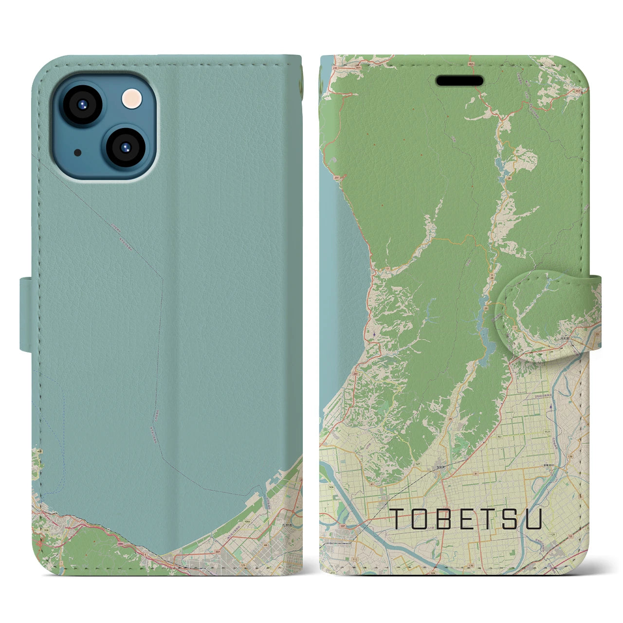 【当別(北海道)】地図柄iPhoneケース(手帳タイプ)ナチュラル・iPhone 13 用