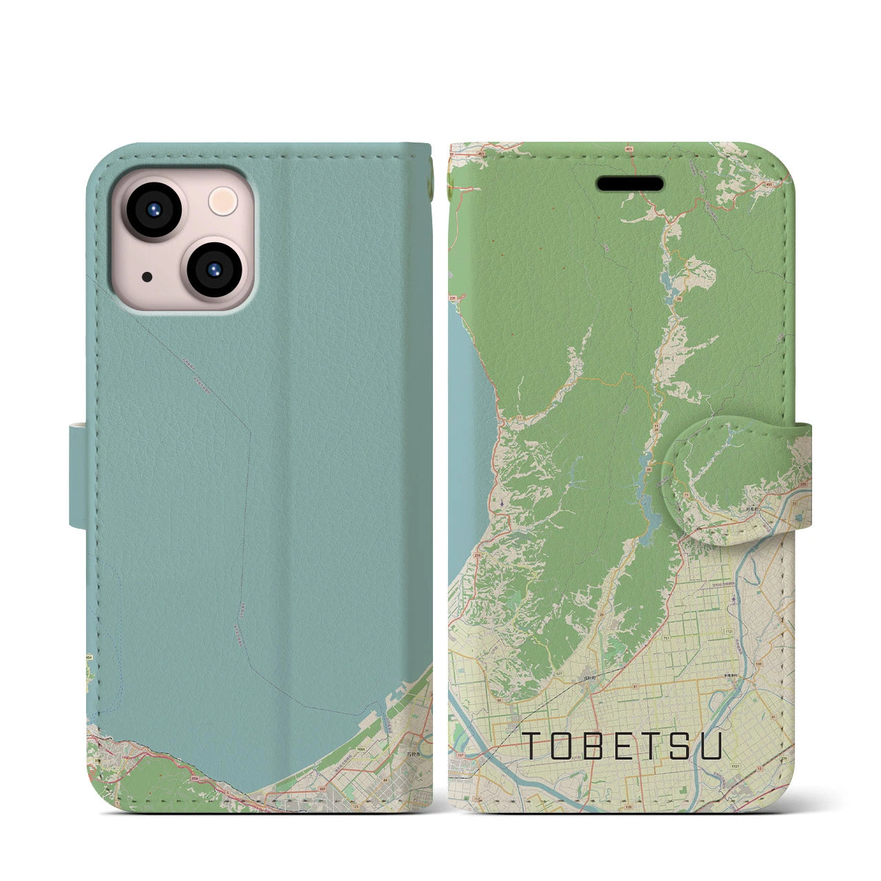 【当別(北海道)】地図柄iPhoneケース(手帳タイプ)ナチュラル・iPhone 13 mini 用