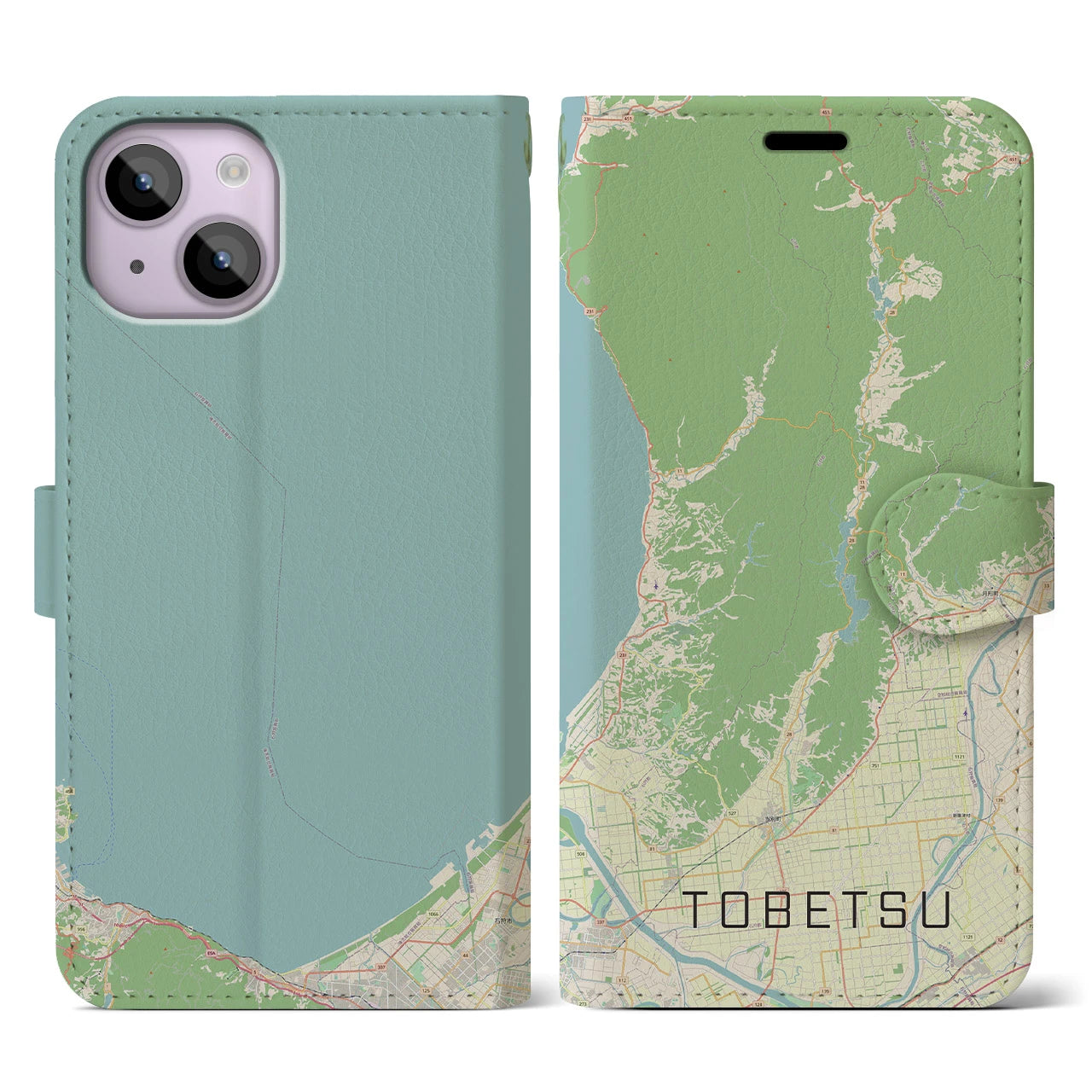 【当別(北海道)】地図柄iPhoneケース(手帳タイプ)ナチュラル・iPhone 14 用