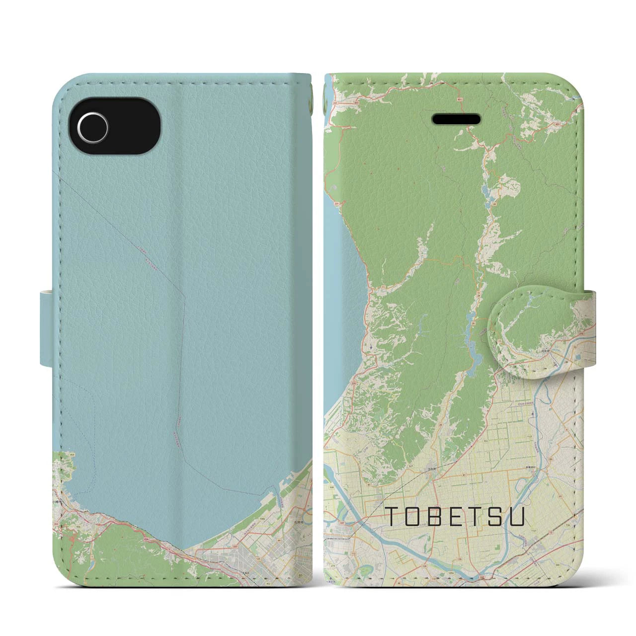 【当別(北海道)】地図柄iPhoneケース(手帳タイプ)ナチュラル・iPhone SE(第3 / 第2世代) / 8 / 7 / 6s / 6 用