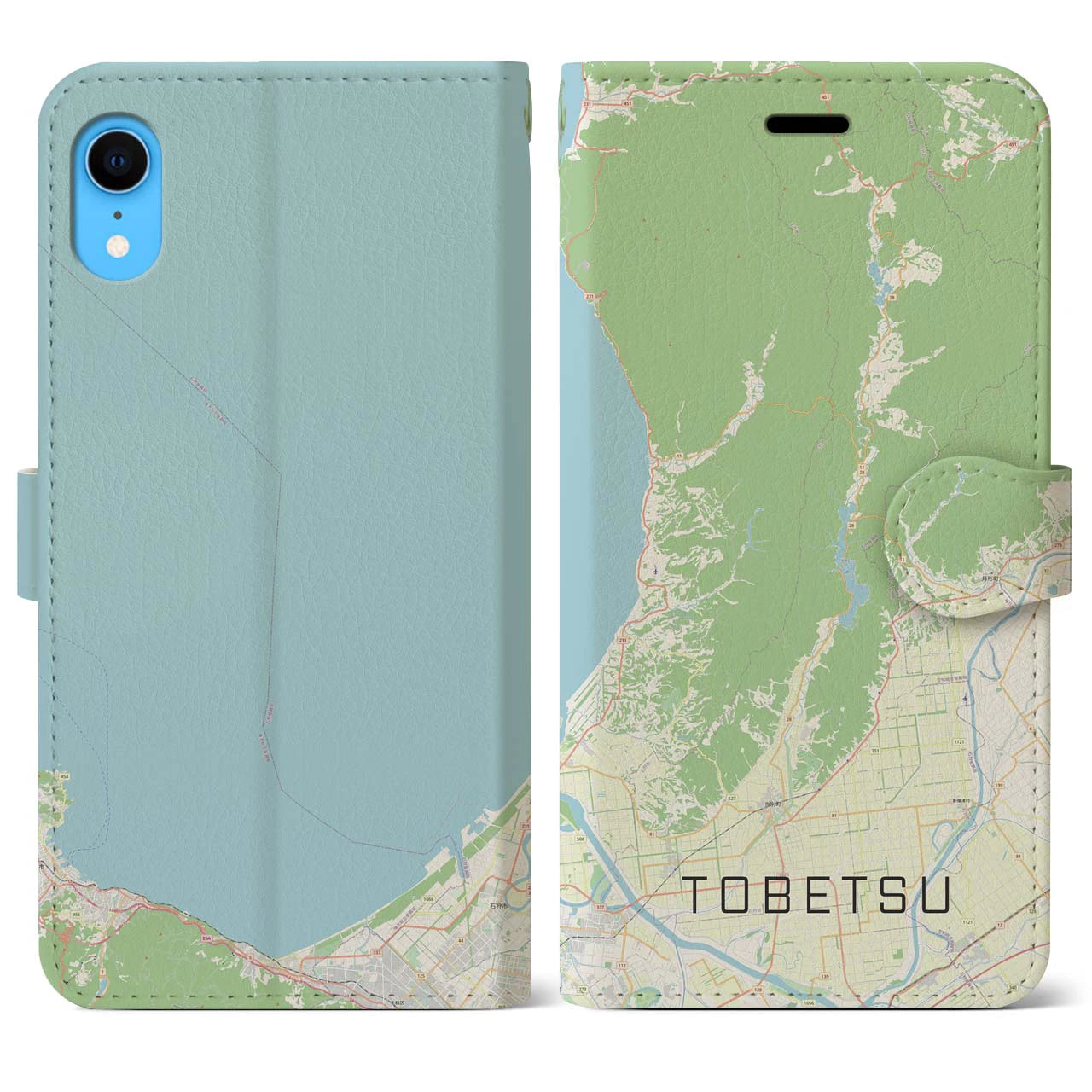 【当別(北海道)】地図柄iPhoneケース(手帳タイプ)ナチュラル・iPhone XR 用