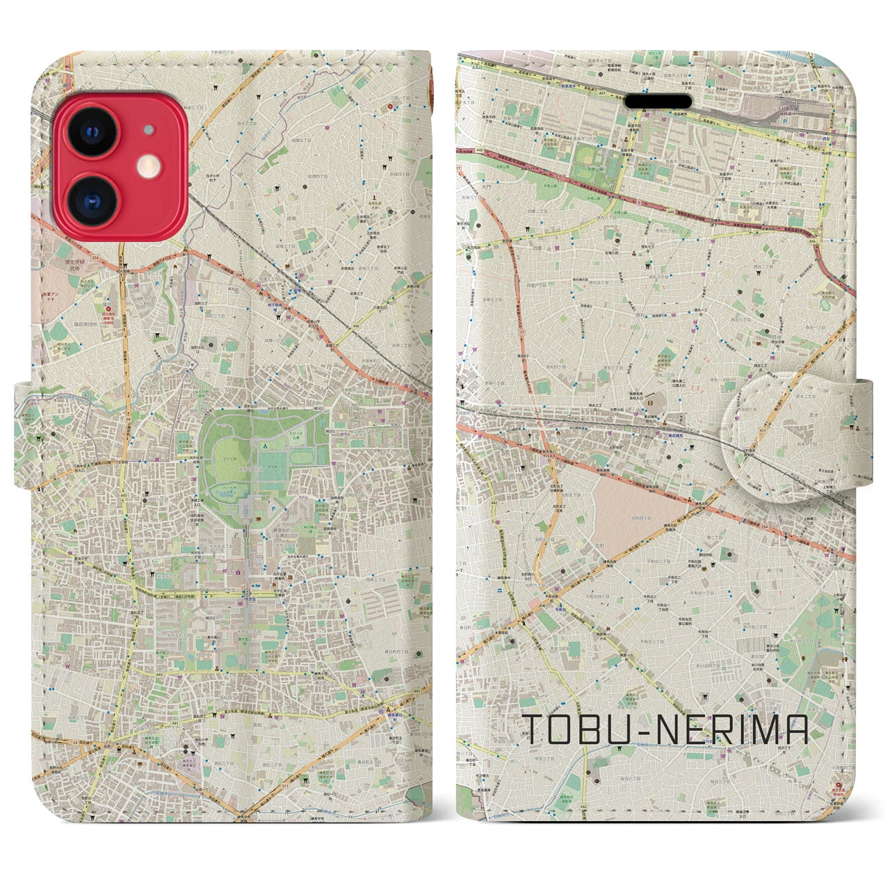 【東武練馬(東京都)】地図柄iPhoneケース(手帳タイプ)ナチュラル・iPhone 11 用