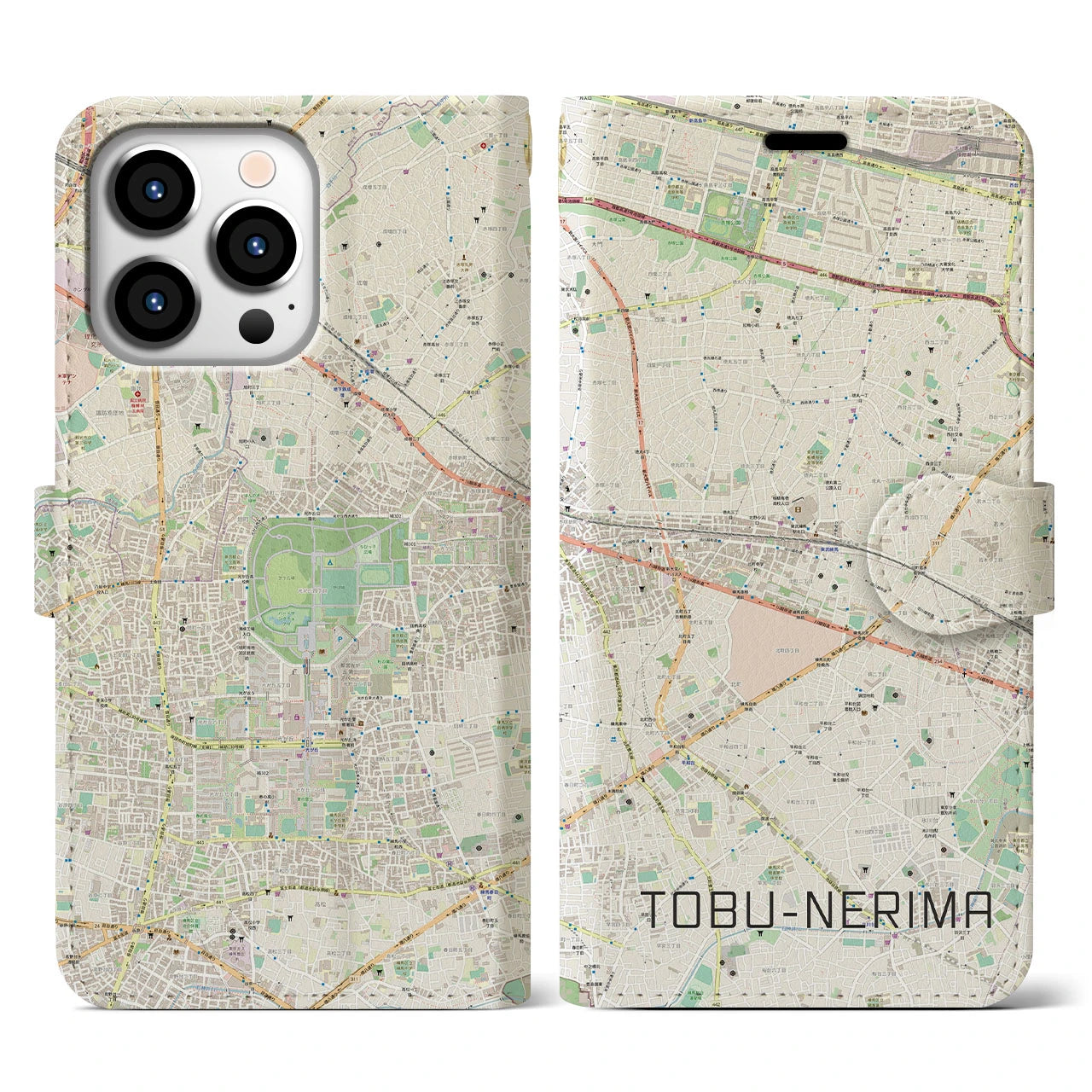 【東武練馬(東京都)】地図柄iPhoneケース(手帳タイプ)ナチュラル・iPhone 13 Pro 用