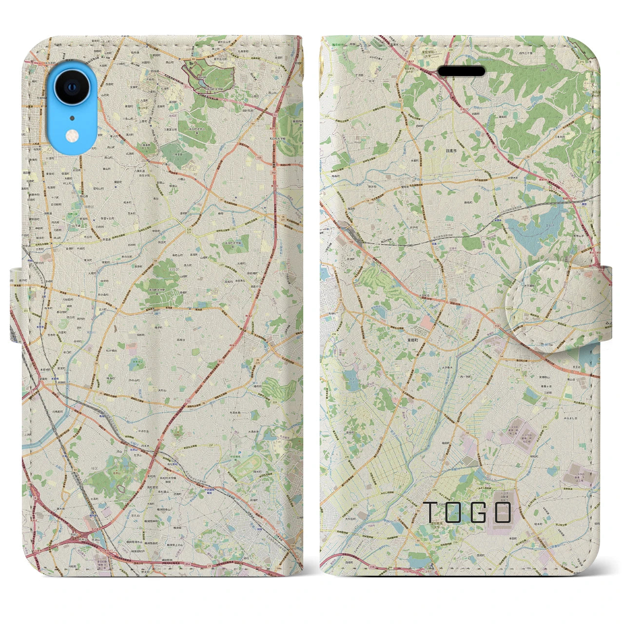 【東郷(愛知県)】地図柄iPhoneケース(手帳タイプ)ナチュラル・iPhone XR 用
