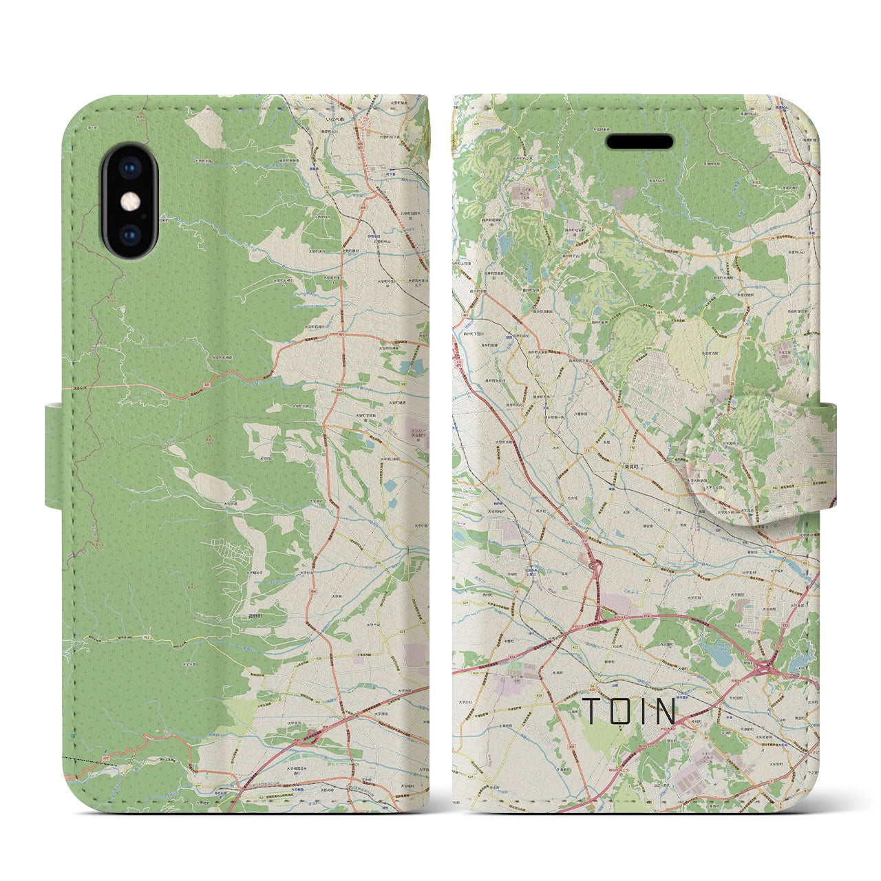 【東員(三重県)】地図柄iPhoneケース(手帳タイプ)ナチュラル・iPhone XS / X 用