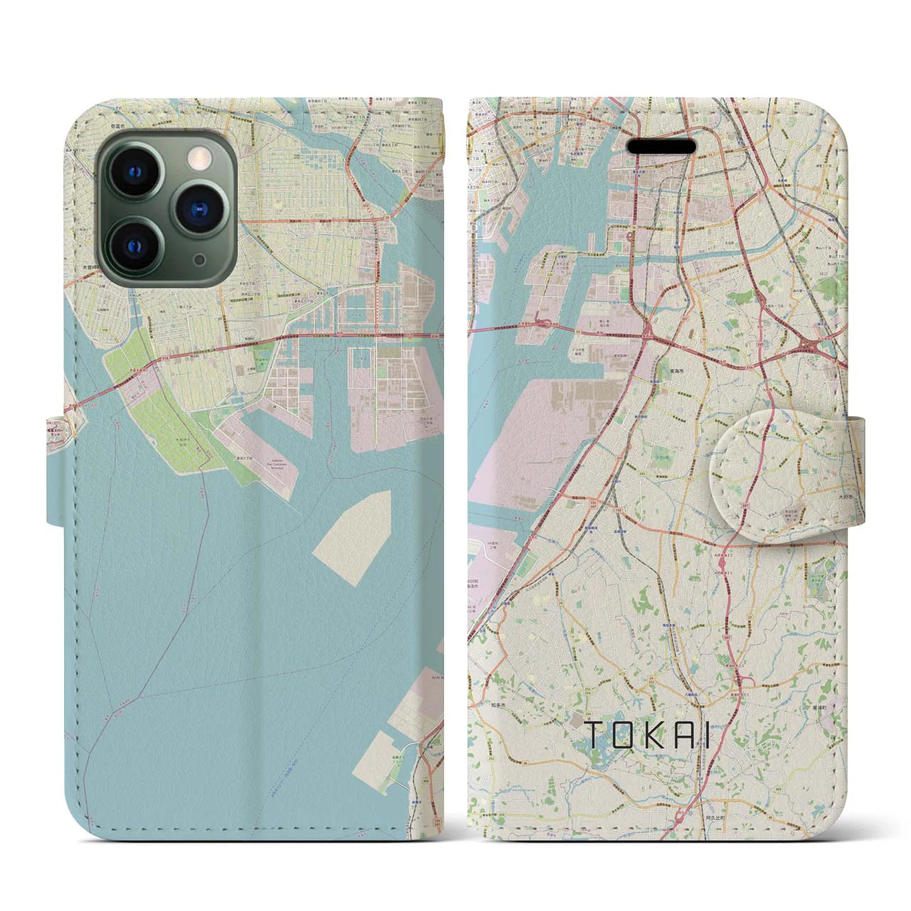 【東海(愛知県)】地図柄iPhoneケース(手帳タイプ)ナチュラル・iPhone 11 Pro 用