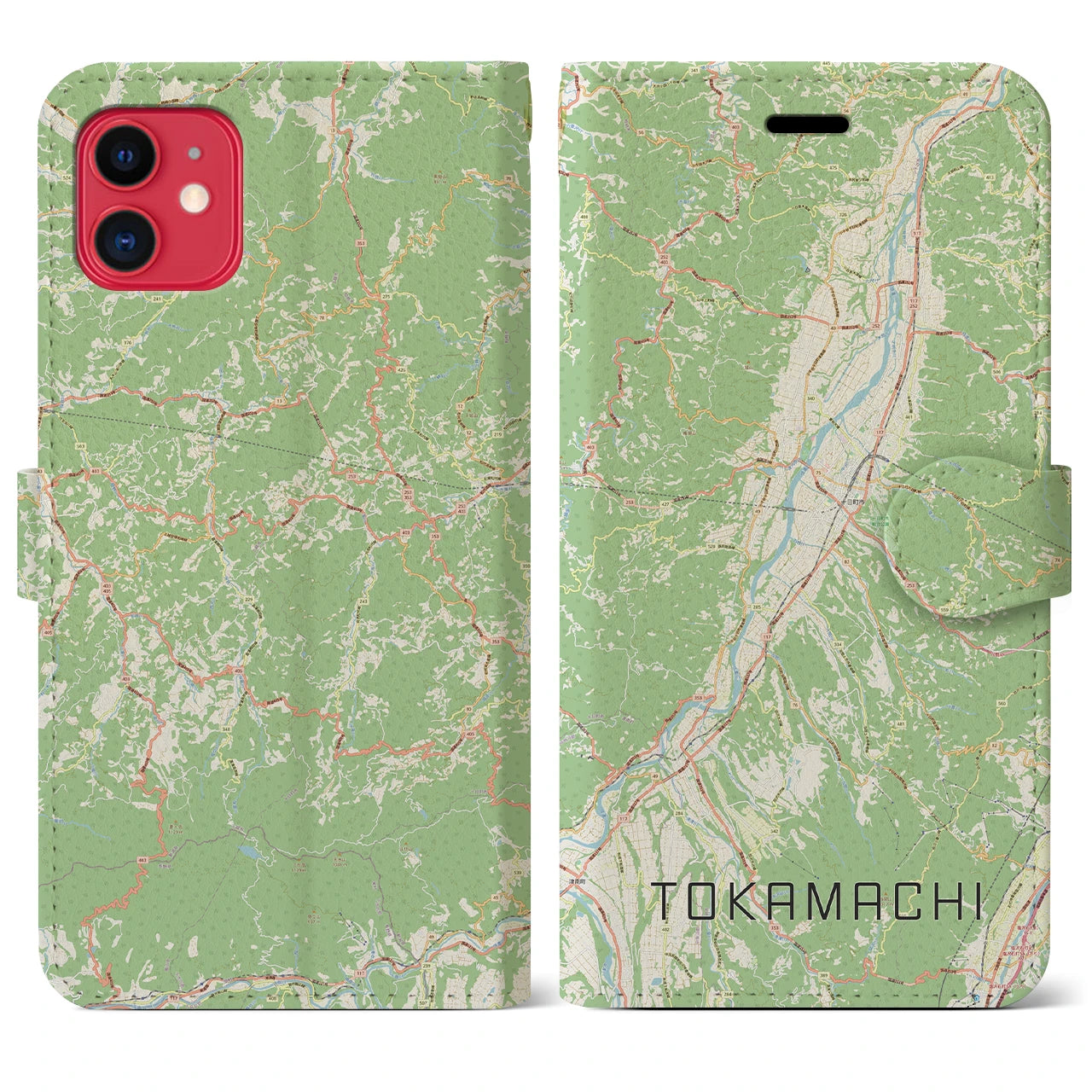 【十日町(新潟県)】地図柄iPhoneケース(手帳タイプ)ナチュラル・iPhone 11 用