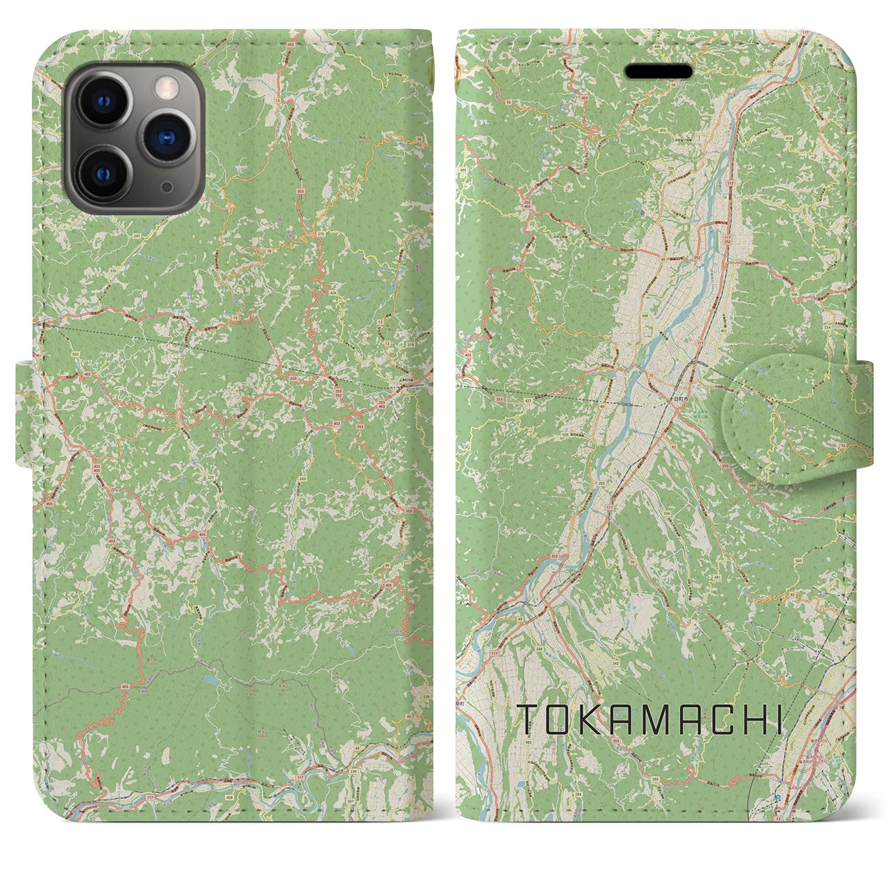 【十日町(新潟県)】地図柄iPhoneケース(手帳タイプ)ナチュラル・iPhone 11 Pro Max 用