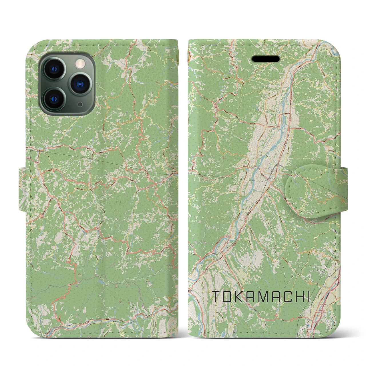 【十日町(新潟県)】地図柄iPhoneケース(手帳タイプ)ナチュラル・iPhone 11 Pro 用