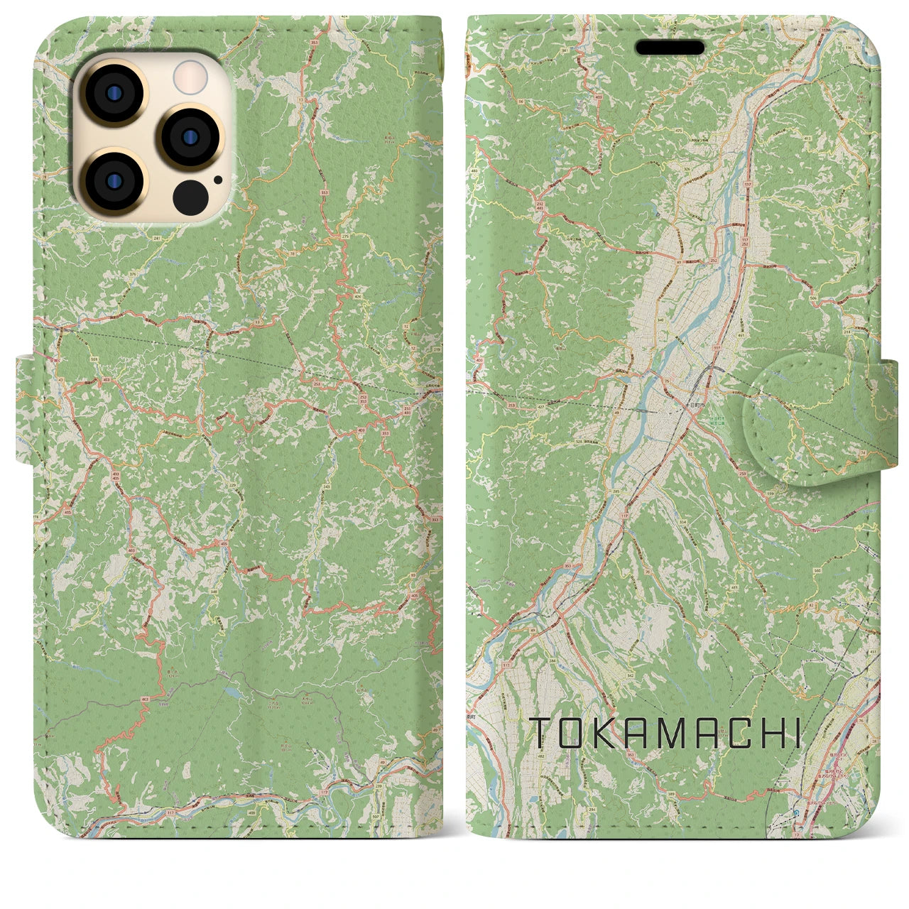 【十日町(新潟県)】地図柄iPhoneケース(手帳タイプ)ナチュラル・iPhone 12 Pro Max 用