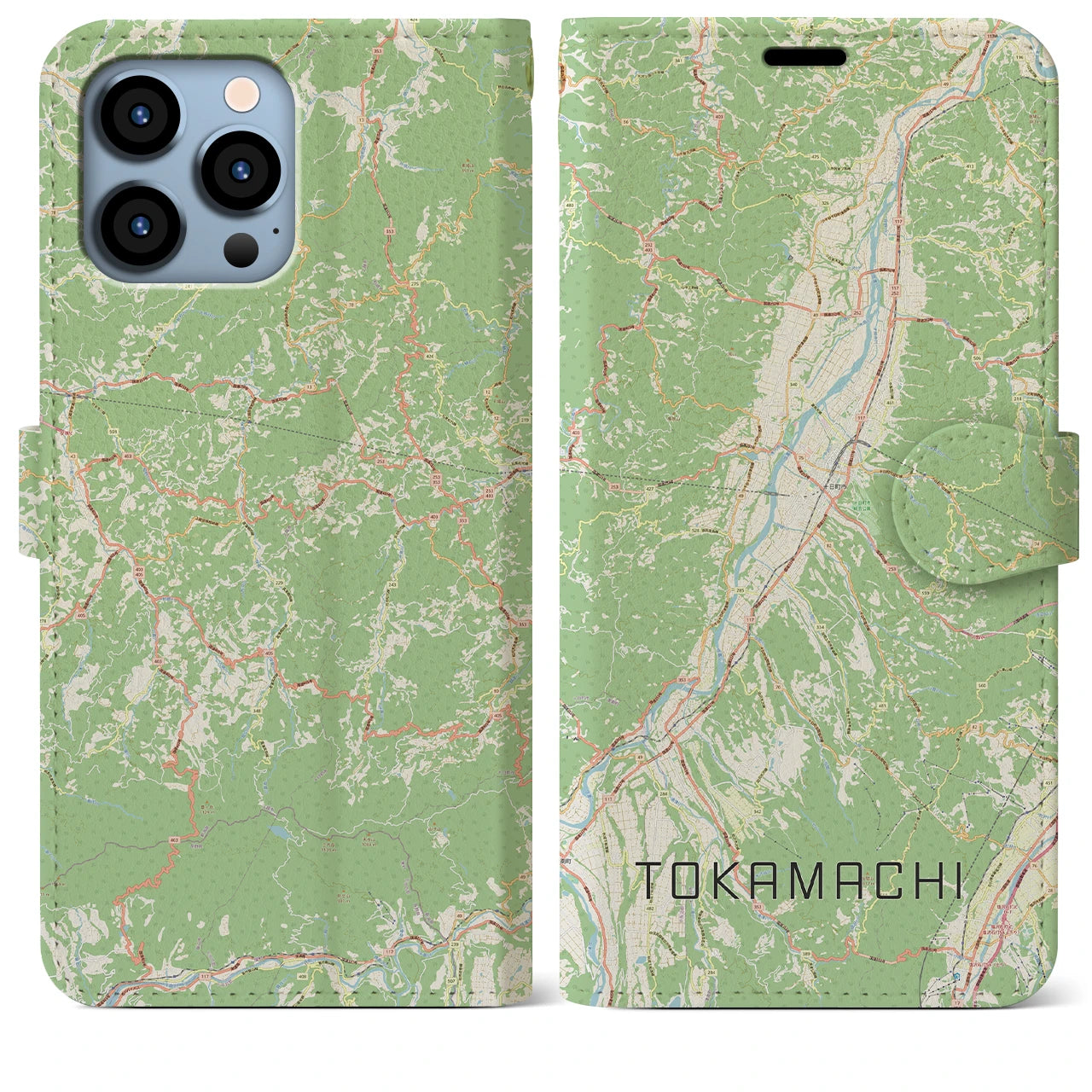【十日町(新潟県)】地図柄iPhoneケース(手帳タイプ)ナチュラル・iPhone 13 Pro Max 用