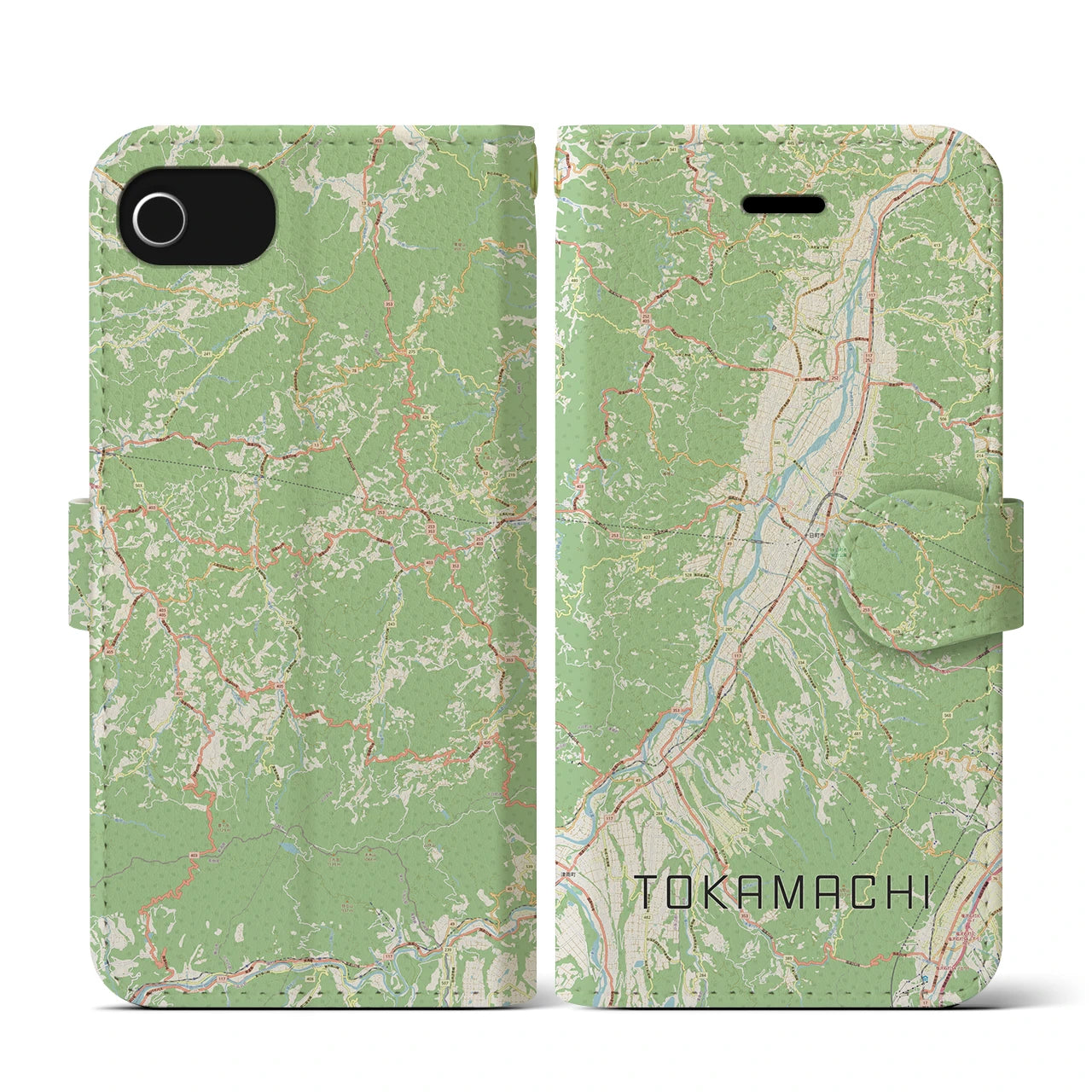【十日町(新潟県)】地図柄iPhoneケース(手帳タイプ)ナチュラル・iPhone SE(第3 / 第2世代) / 8 / 7 / 6s / 6 用