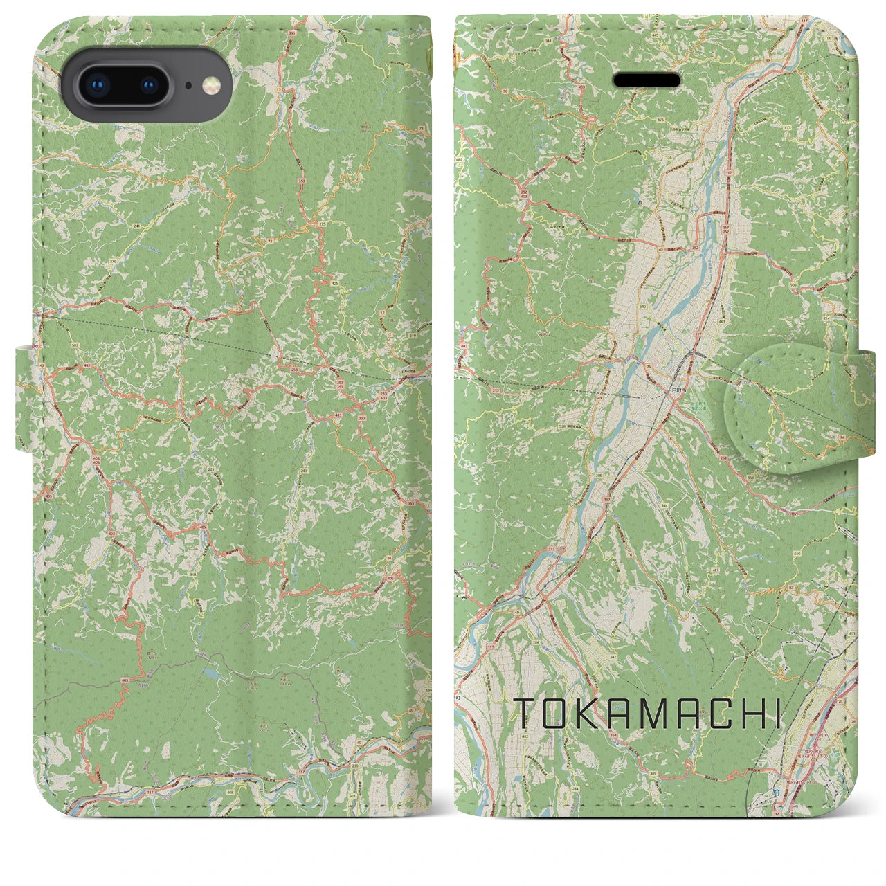 【十日町(新潟県)】地図柄iPhoneケース(手帳タイプ)ナチュラル・iPhone 8Plus /7Plus / 6sPlus / 6Plus 用