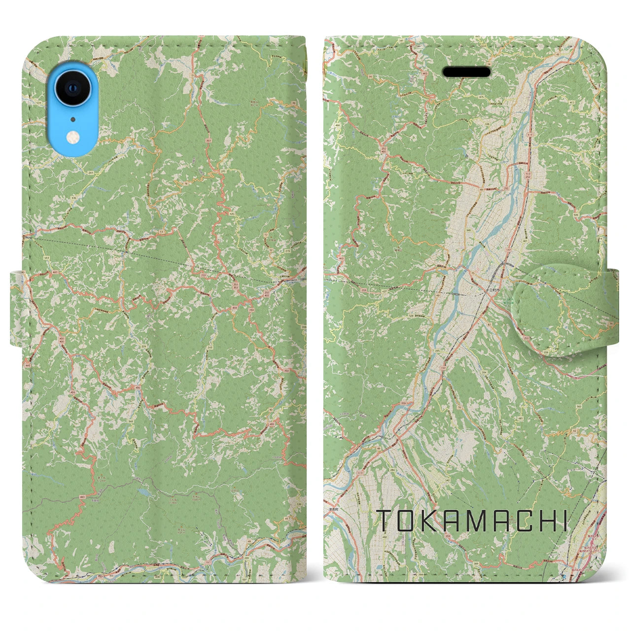 【十日町(新潟県)】地図柄iPhoneケース(手帳タイプ)ナチュラル・iPhone XR 用