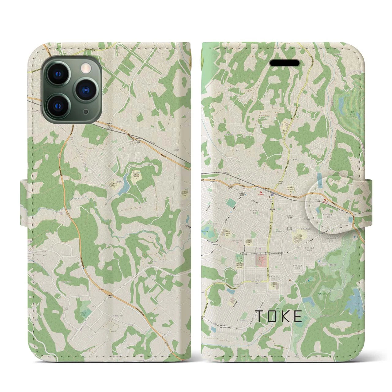 【土気(千葉県)】地図柄iPhoneケース(手帳タイプ)ナチュラル・iPhone 11 Pro 用