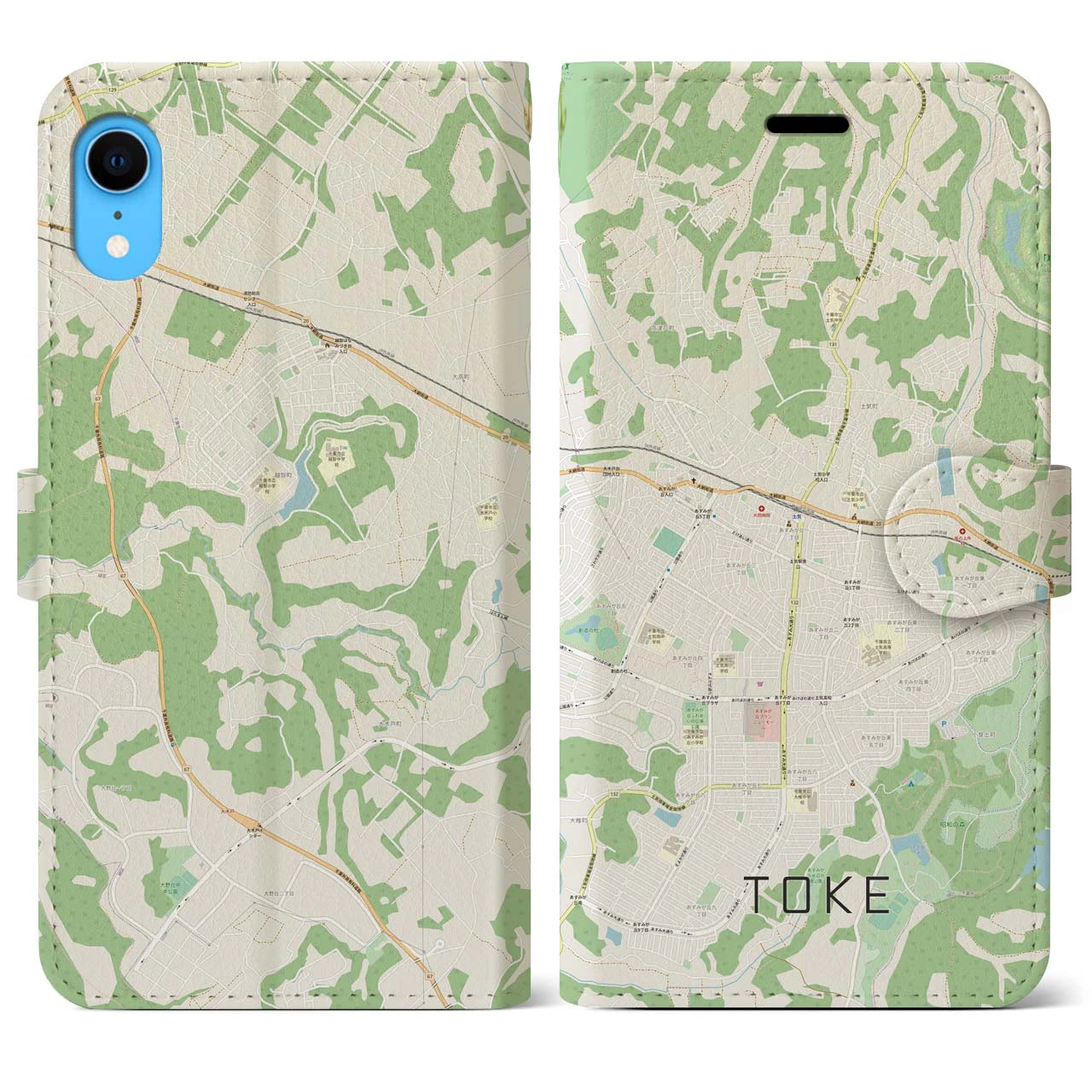 【土気(千葉県)】地図柄iPhoneケース(手帳タイプ)ナチュラル・iPhone XR 用