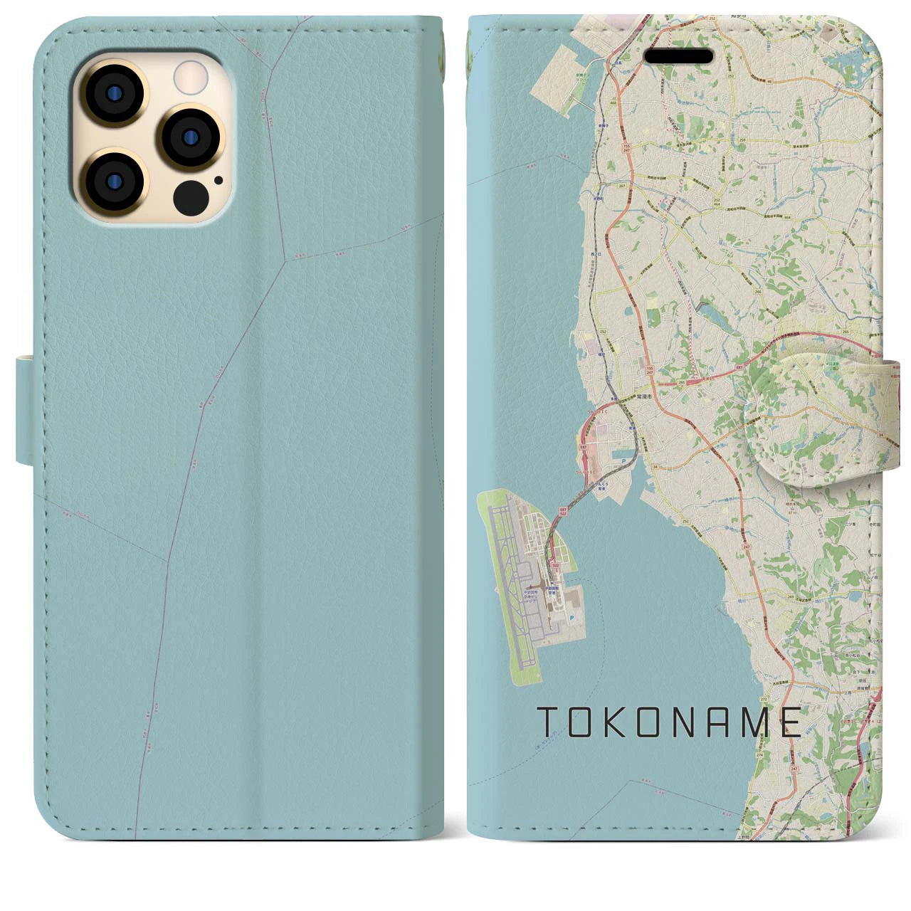 【常滑(愛知県)】地図柄iPhoneケース(手帳タイプ)ナチュラル・iPhone 12 Pro Max 用