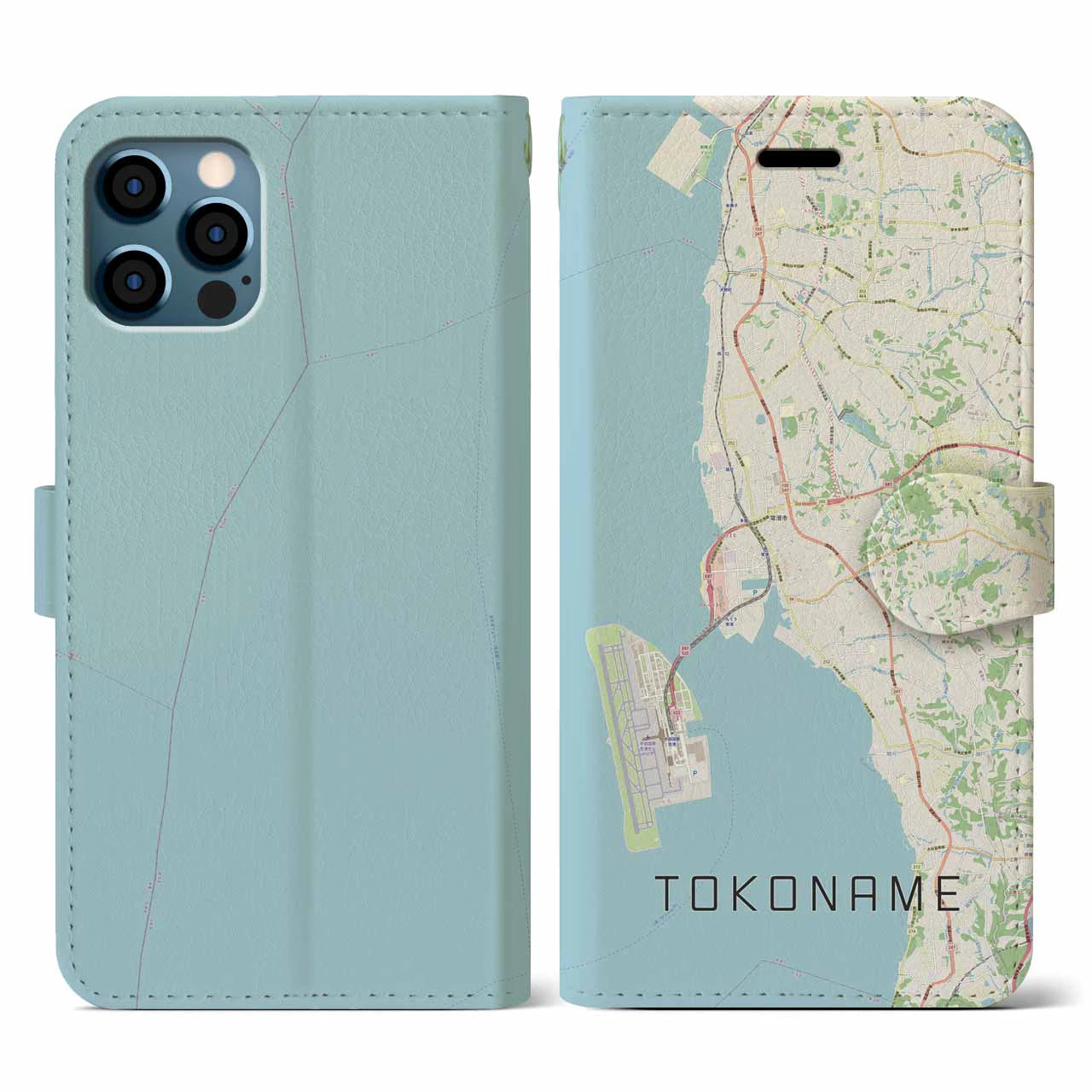 【常滑(愛知県)】地図柄iPhoneケース(手帳タイプ)ナチュラル・iPhone 12 / 12 Pro 用