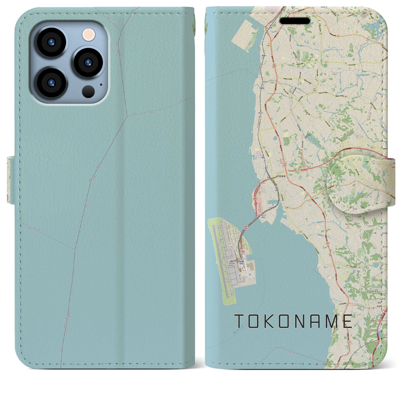 【常滑(愛知県)】地図柄iPhoneケース(手帳タイプ)ナチュラル・iPhone 13 Pro Max 用