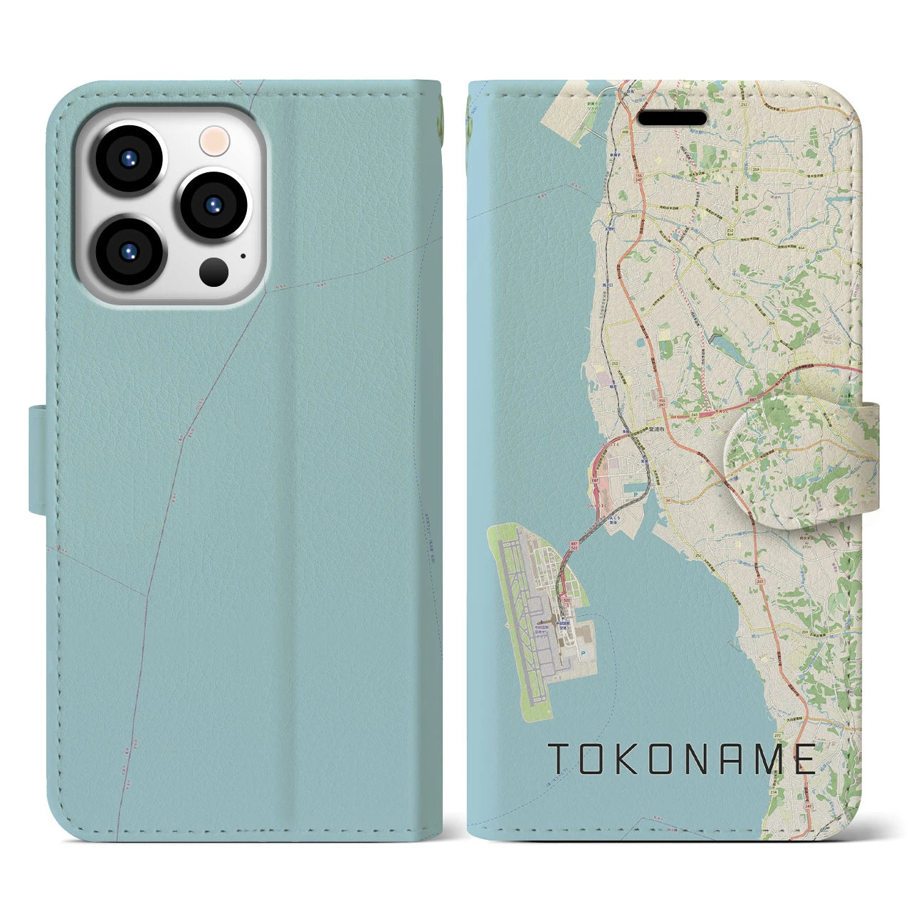 【常滑(愛知県)】地図柄iPhoneケース(手帳タイプ)ナチュラル・iPhone 13 Pro 用