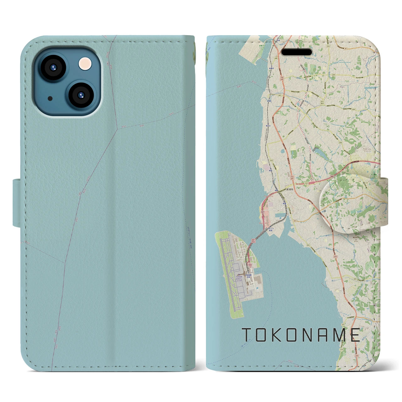 【常滑(愛知県)】地図柄iPhoneケース(手帳タイプ)ナチュラル・iPhone 13 用