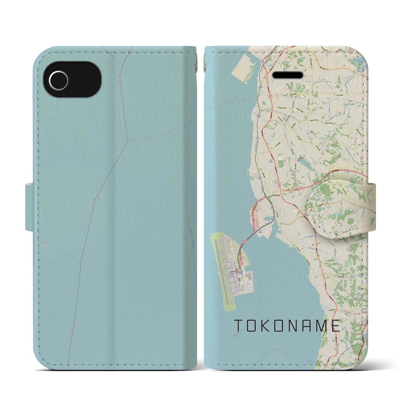 【常滑(愛知県)】地図柄iPhoneケース(手帳タイプ)ナチュラル・iPhone SE(第3 / 第2世代) / 8 / 7 / 6s / 6 用