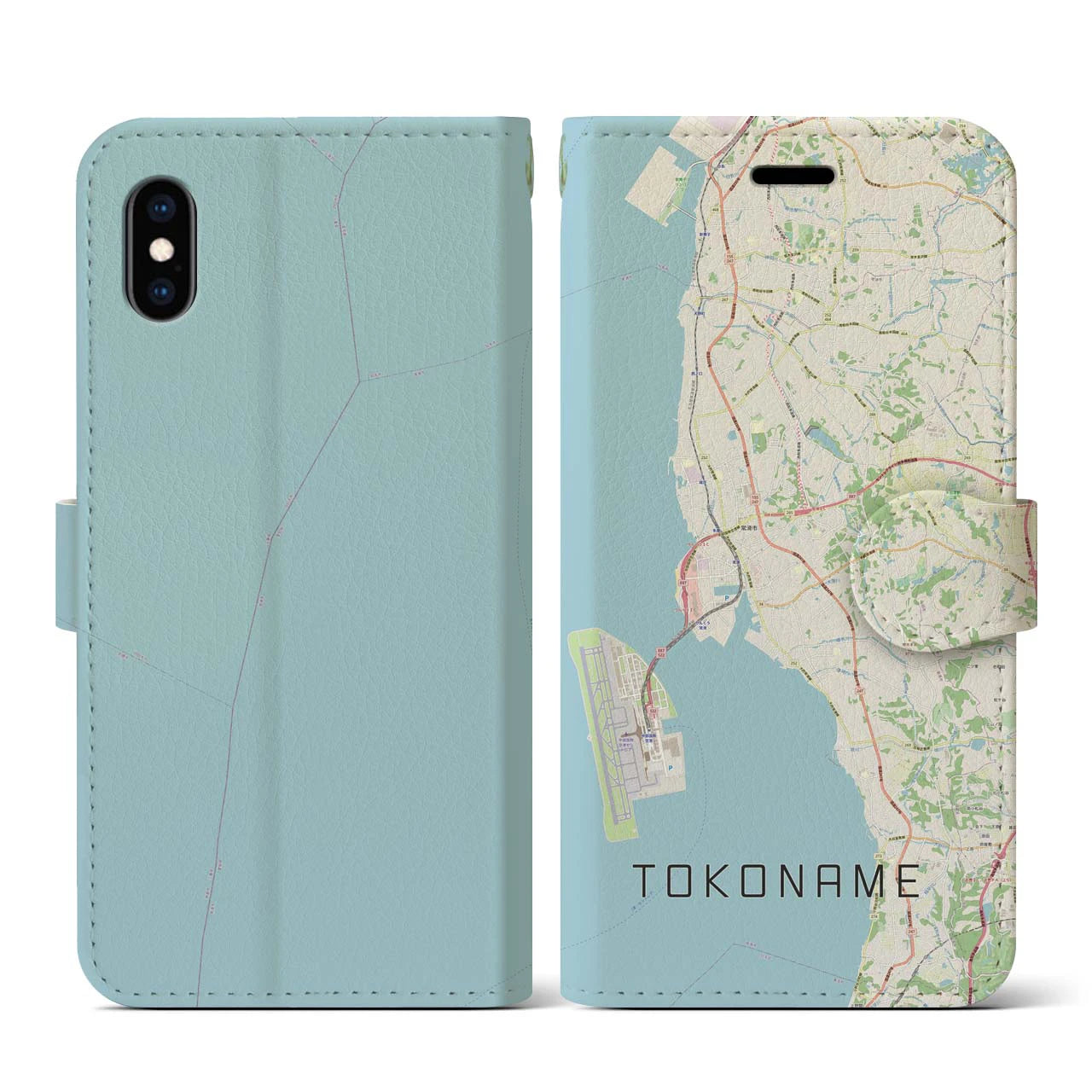 【常滑(愛知県)】地図柄iPhoneケース(手帳タイプ)ナチュラル・iPhone XS / X 用