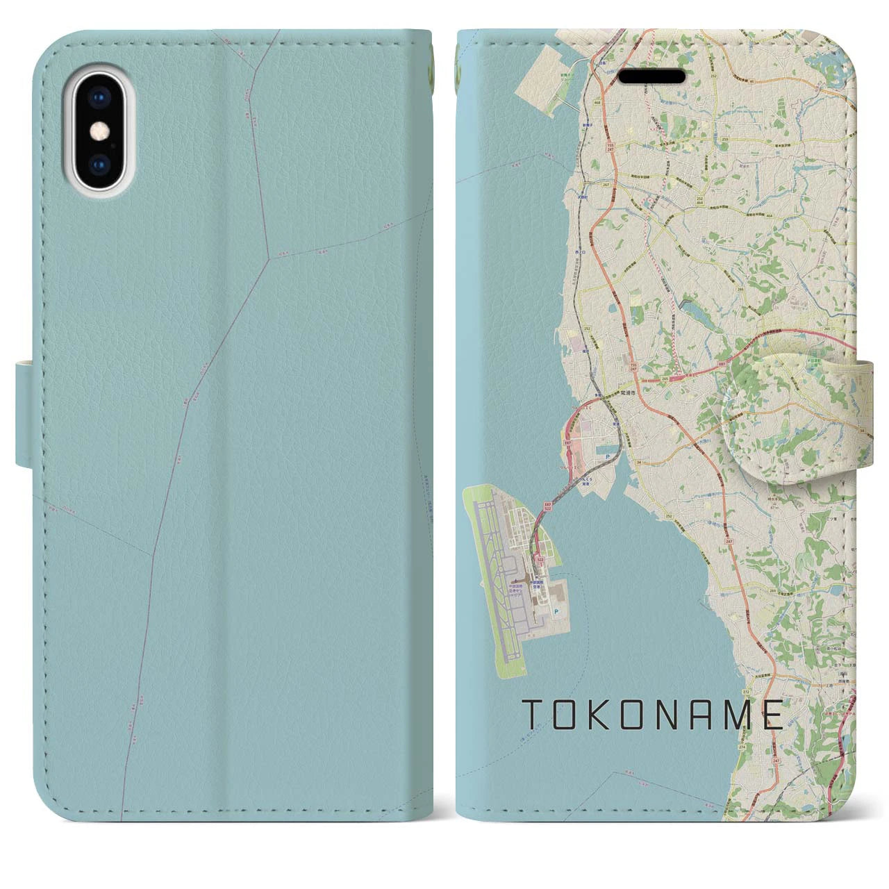 【常滑(愛知県)】地図柄iPhoneケース(手帳タイプ)ナチュラル・iPhone XS Max 用