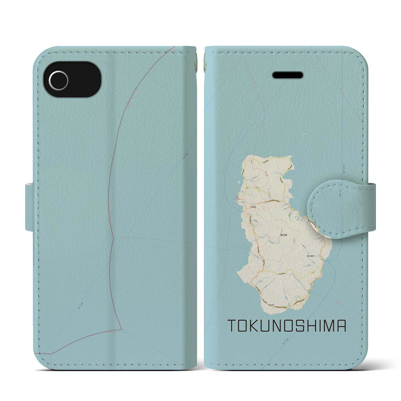 【徳之島(鹿児島県)】地図柄iPhoneケース(手帳タイプ)ナチュラル・iPhone SE(第3 / 第2世代) / 8 / 7 / 6s / 6 用
