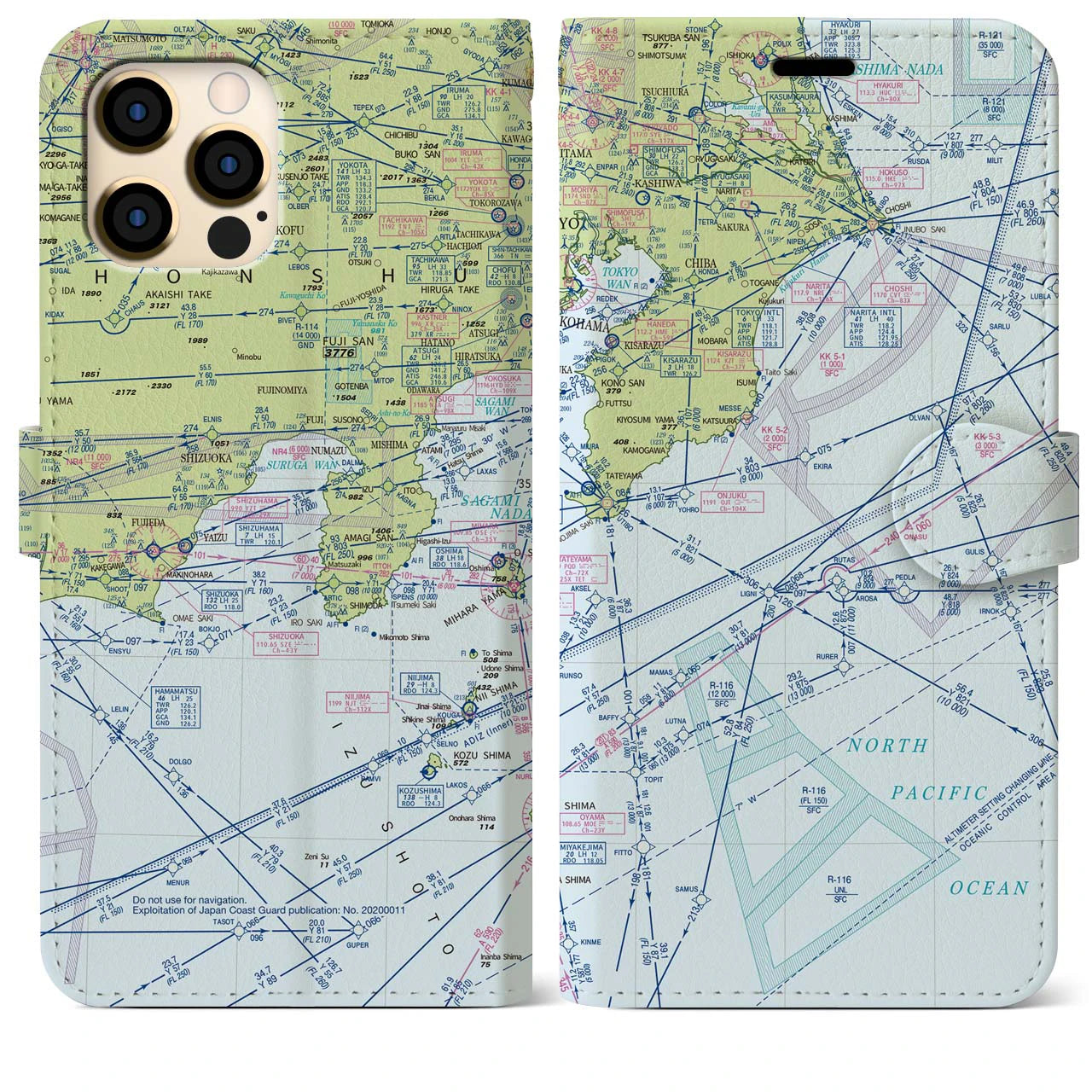 【東京航空図(東京都)】航空図iPhoneケース(手帳タイプ)デイタイムフライト・iPhone 12 Pro Max 用