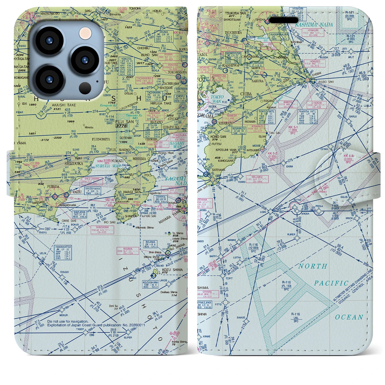 【東京航空図(東京都)】航空図iPhoneケース(手帳タイプ)デイタイムフライト・iPhone 13 Pro Max 用