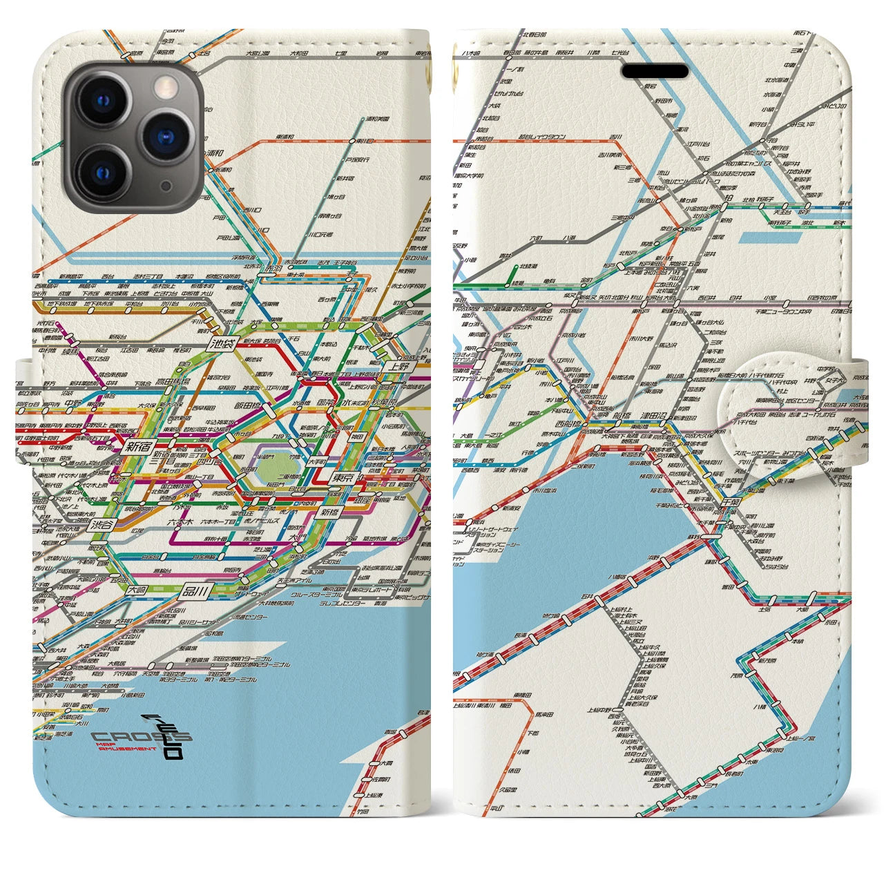 【東京東部路線図(東京都)】路線図iPhoneケース(手帳タイプ)ホワイト・iPhone 11 Pro Max 用
