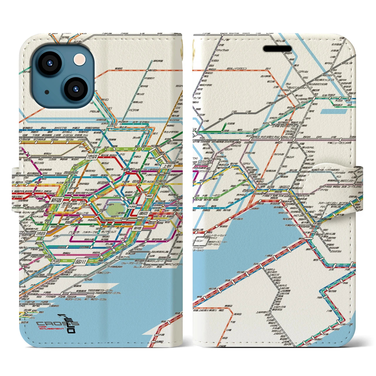 【東京東部路線図(東京都)】路線図iPhoneケース(手帳タイプ)ホワイト・iPhone 13 用